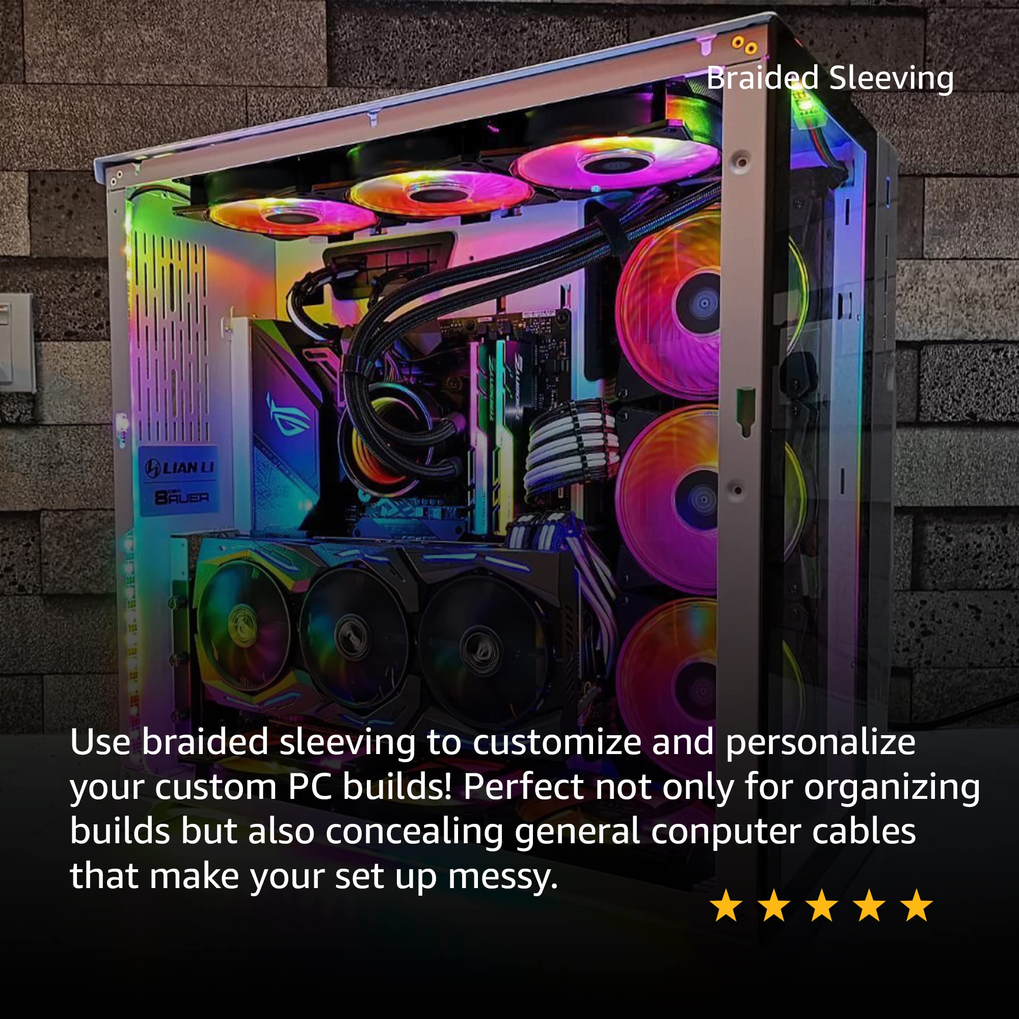 Electriduct 3'' Pet Expandable Braid Sleeving Flexible Wire Mesh Sleeve   10 Feet   Black