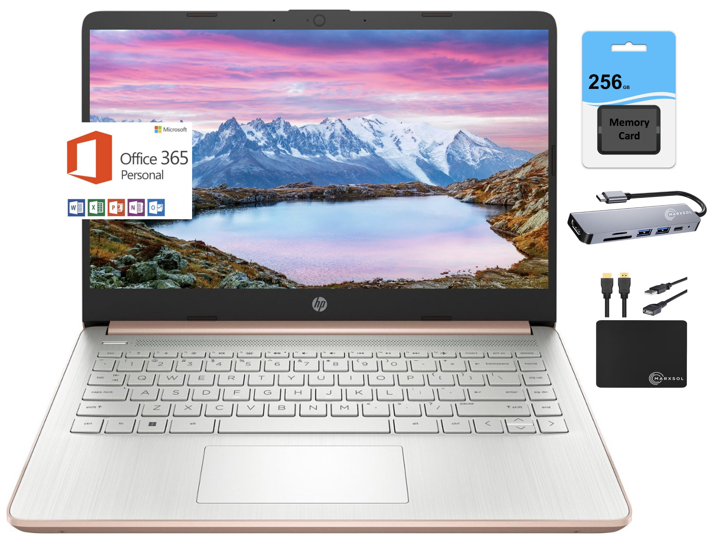 Hp Newest 14'' Hd Light Thin Laptop Student Business, Quad Core Intel N4120, 16Gb Ram, 320Gb (64Gb Emmc+ 256Gb Sd), Wi Fi, Long 