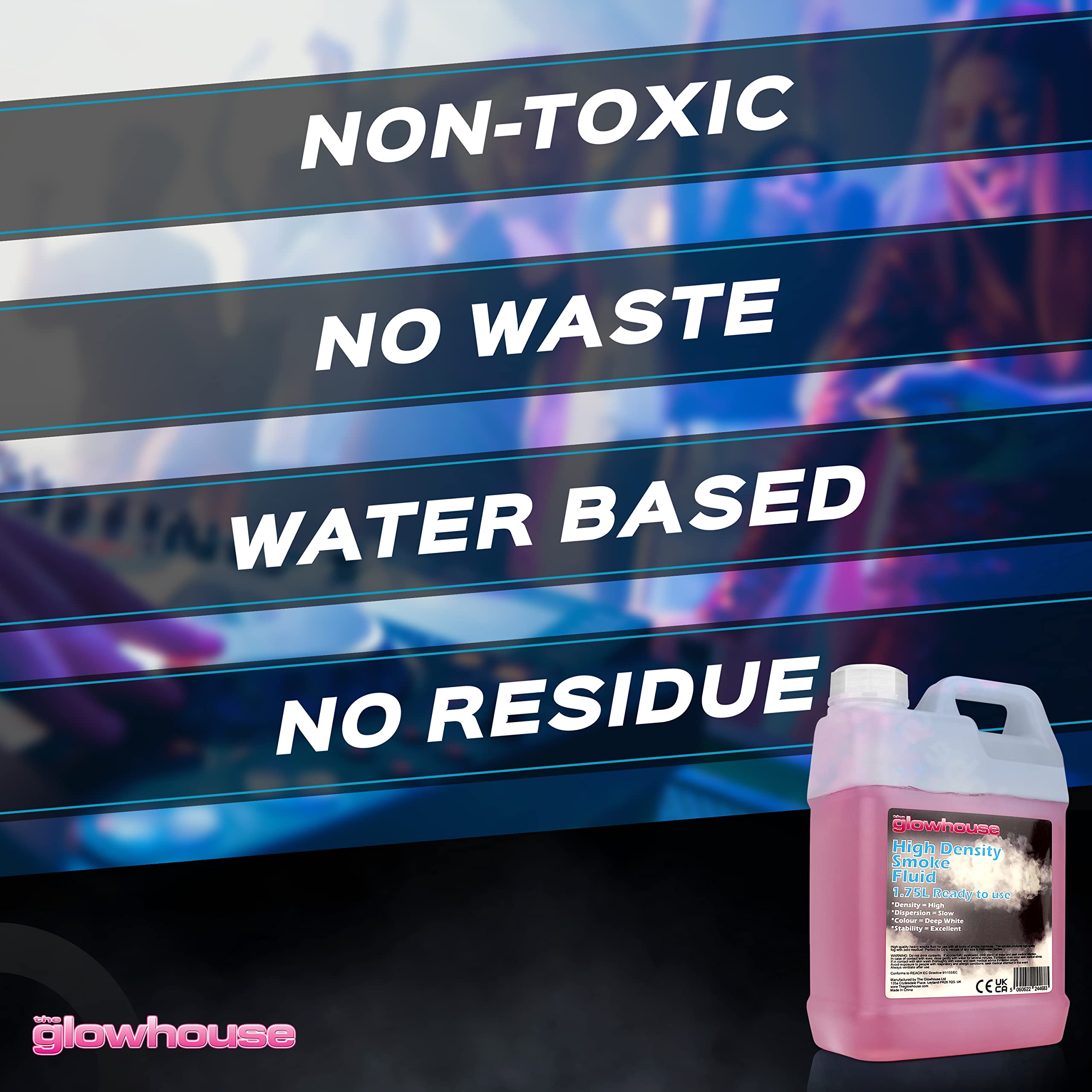 The Glowhouse Fog Machine Liquid, Super High Density Fog Juice For Fog Machine, Universal 59Fl.Oz Smoke Juice, Haze And Mist Eff