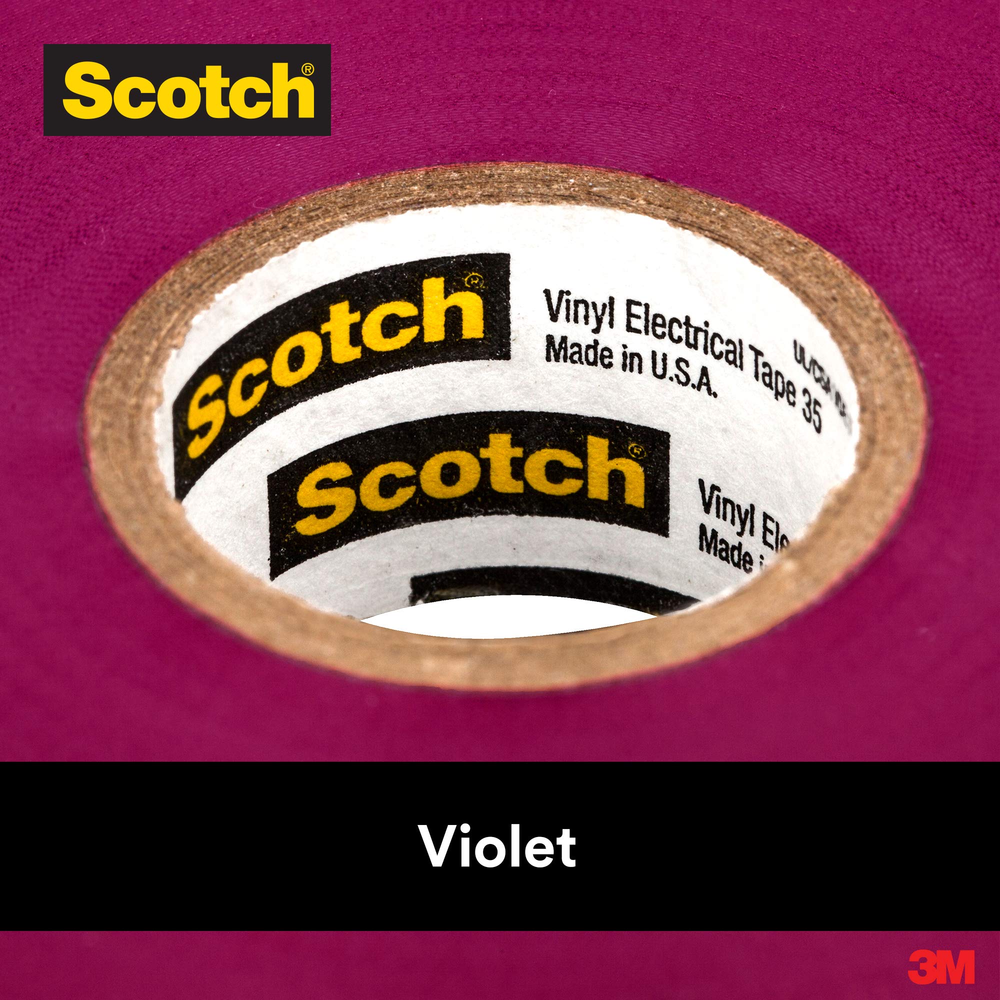 3M Scotch Vinyl Color Coding Electrical Tape 35, 3/4 In X 66 Ft, 10 Rolls, Violet, Csa Certified, Ul Listed, Professional Grade,