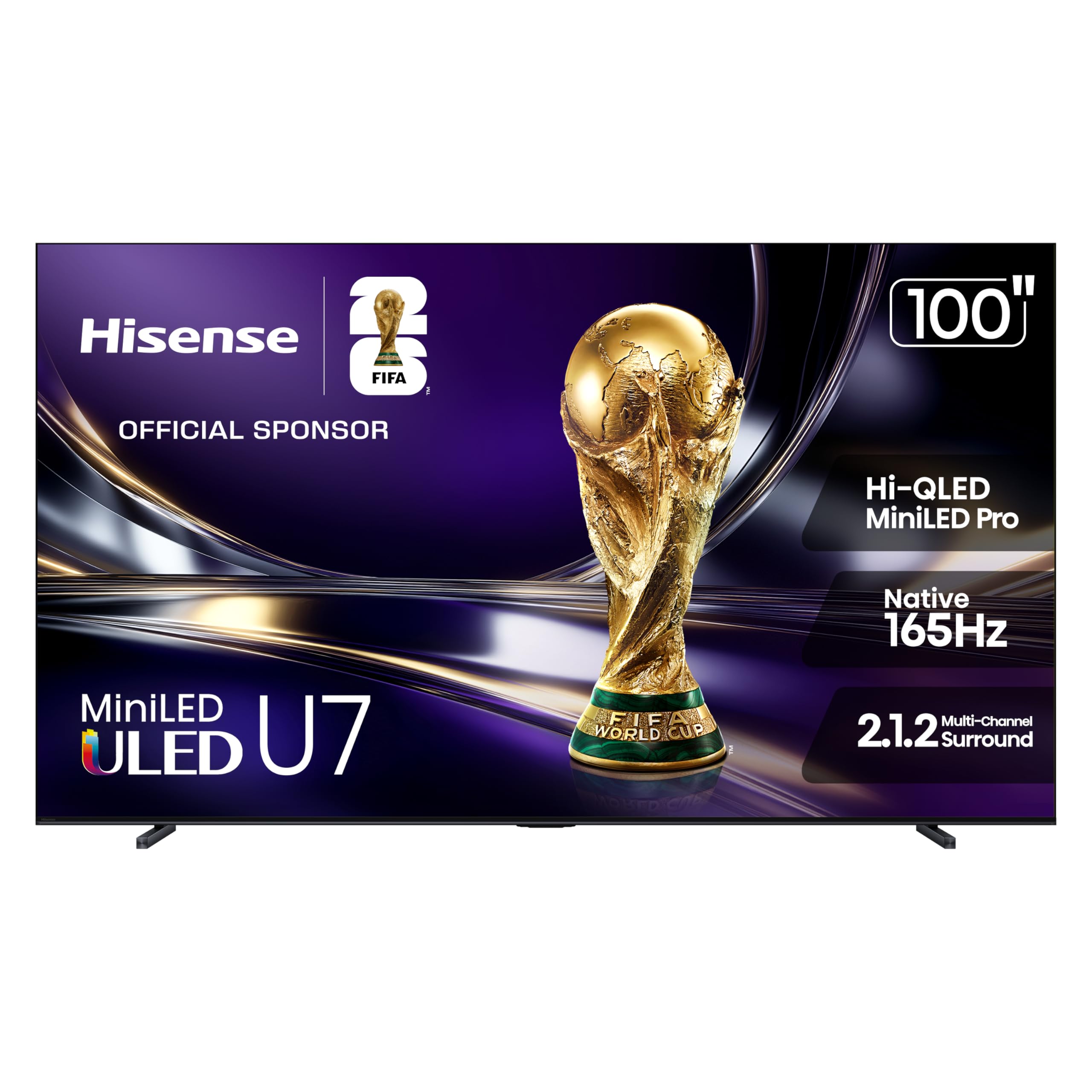 Hisense 100 U7 Mini-LED ULED 4K UHD Best Premium Gaming Smart Google TV (100U7SG, 2026 New) - Hi-QLED, Native 165Hz, VRR 288, Hi