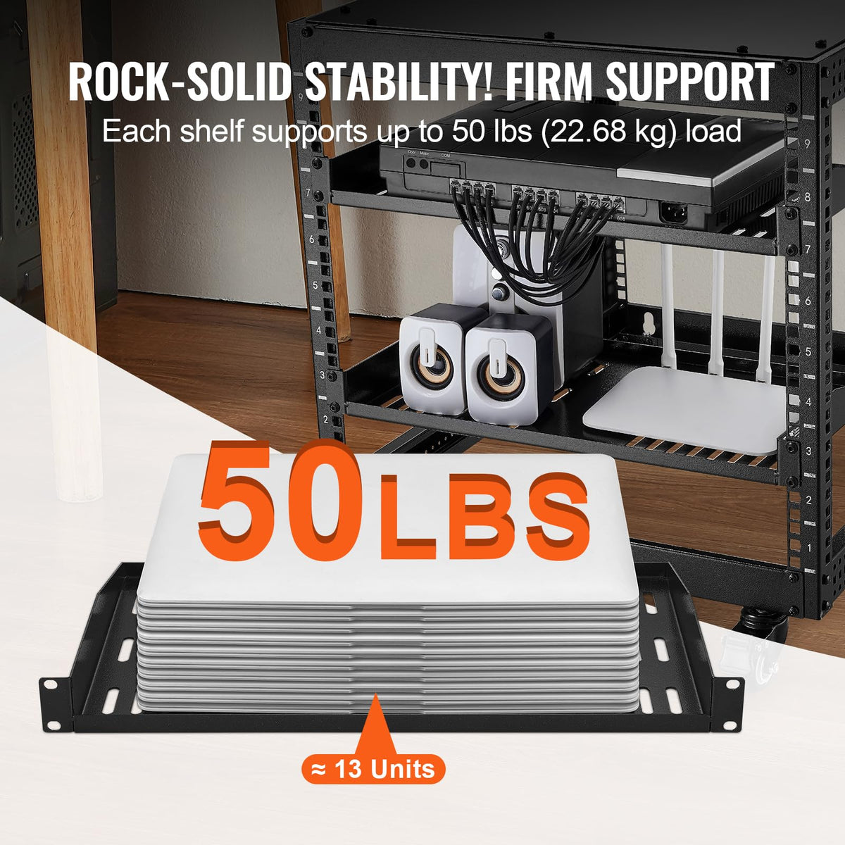 VEVOR 4PCS 1U Server Rack Shelf, Universal Vented Rack Mount Cantilever ...