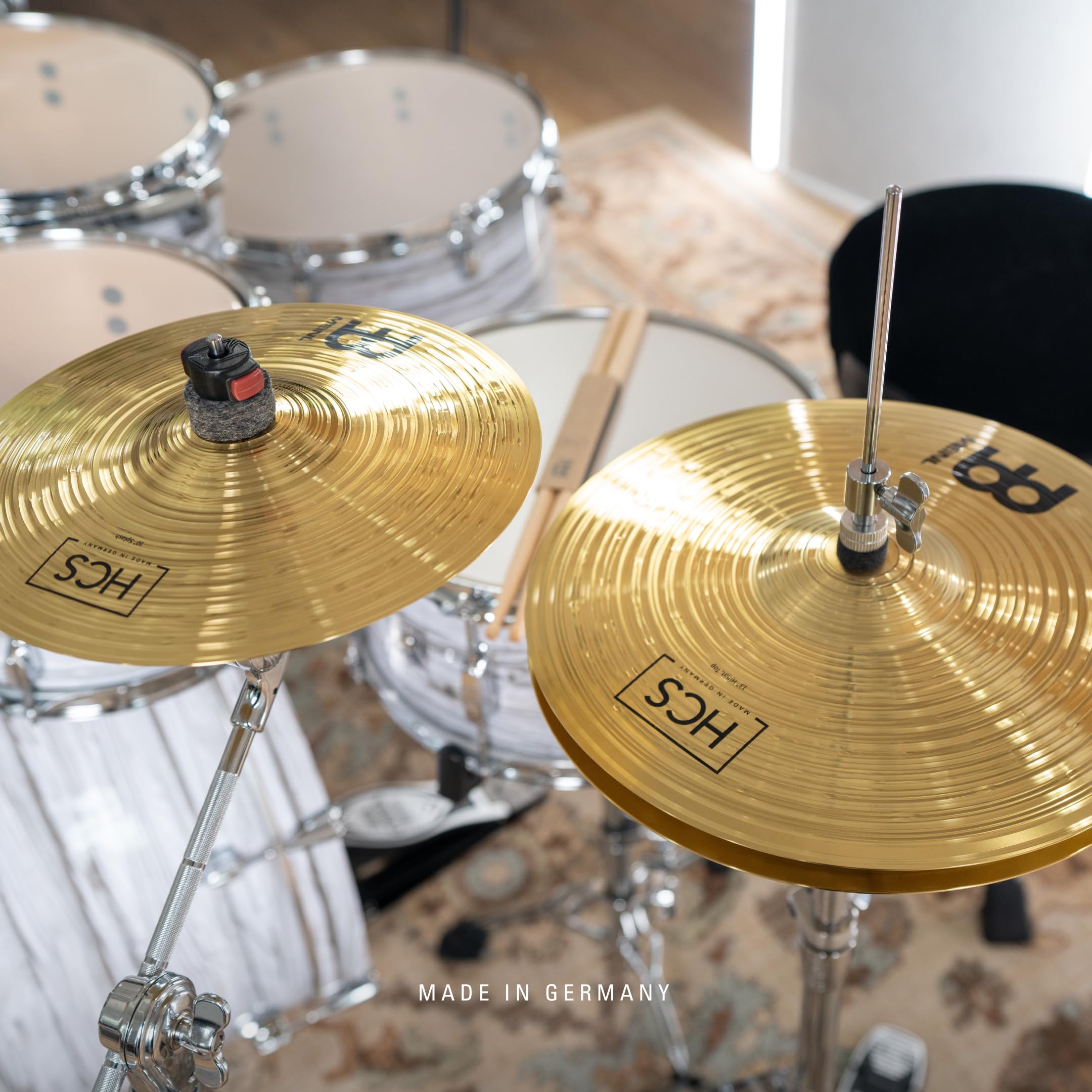 Meinl Cymbals Hcs Cymbal Set Box Pack For Drums Hihats, Crash, Plus Free Splash, Sticks, Lessons   Made In Germany   Durable Bra