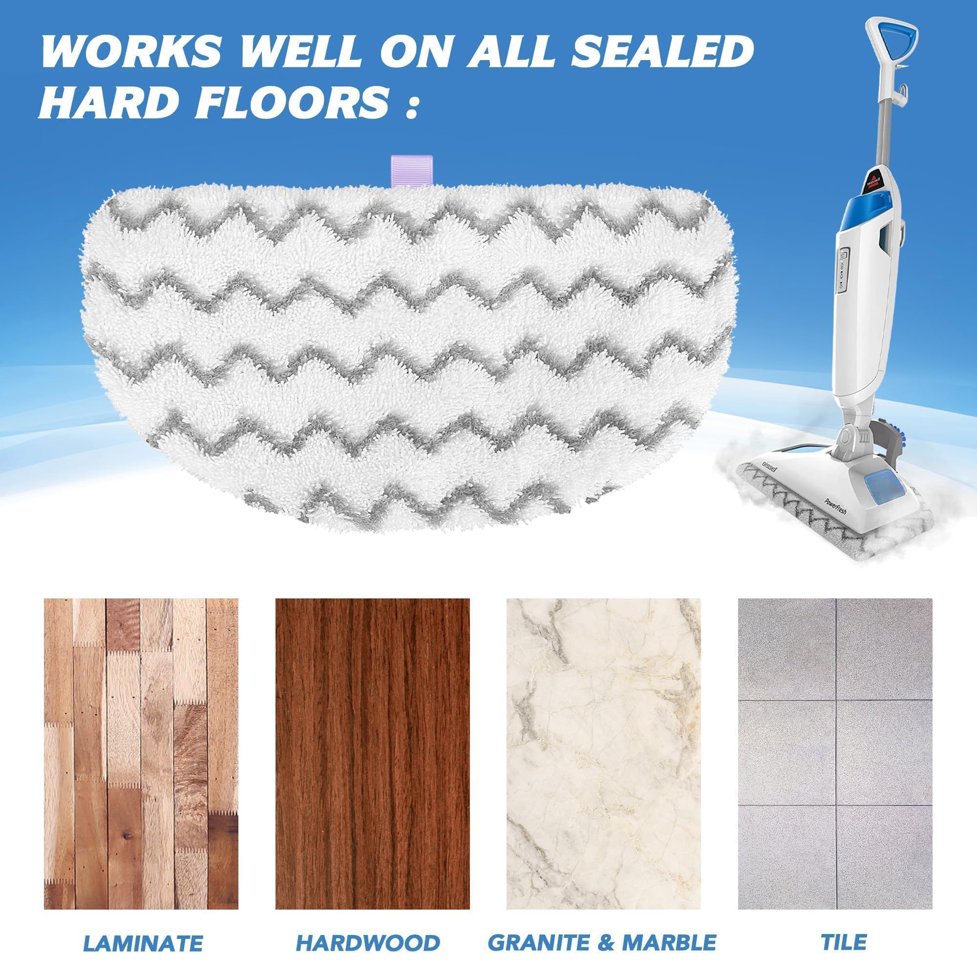 Tidy Monster Steam Mop Replacement Pads Compatible With Bissell Powerfresh Steam Mop 1940 1806 1544 1440 2075A 2685A Series, Par