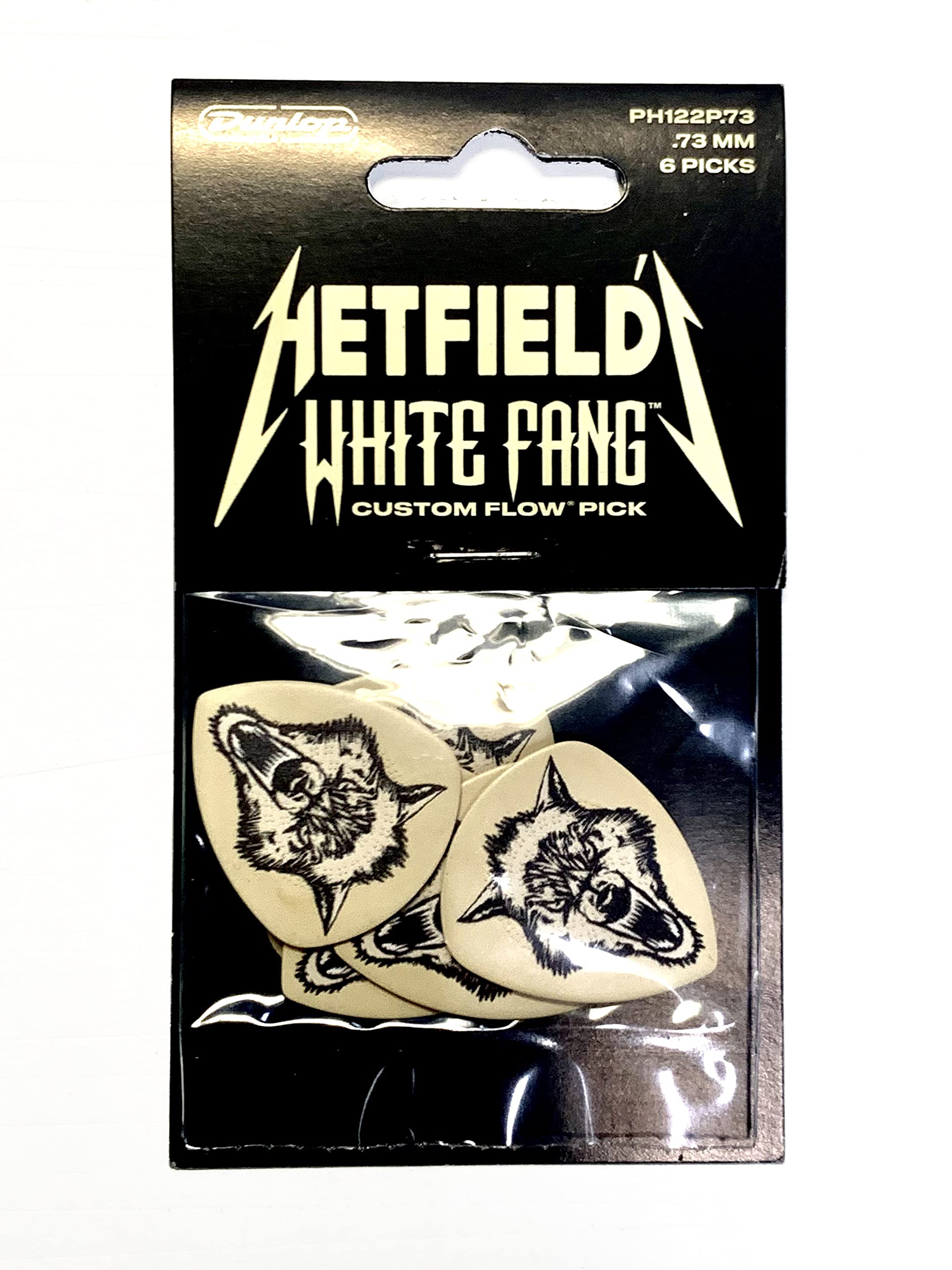 Jim Dunlop Hetfields White Fang Custom Flow .73Mm Guitar Picks, 6 Pack (Ph122P073)