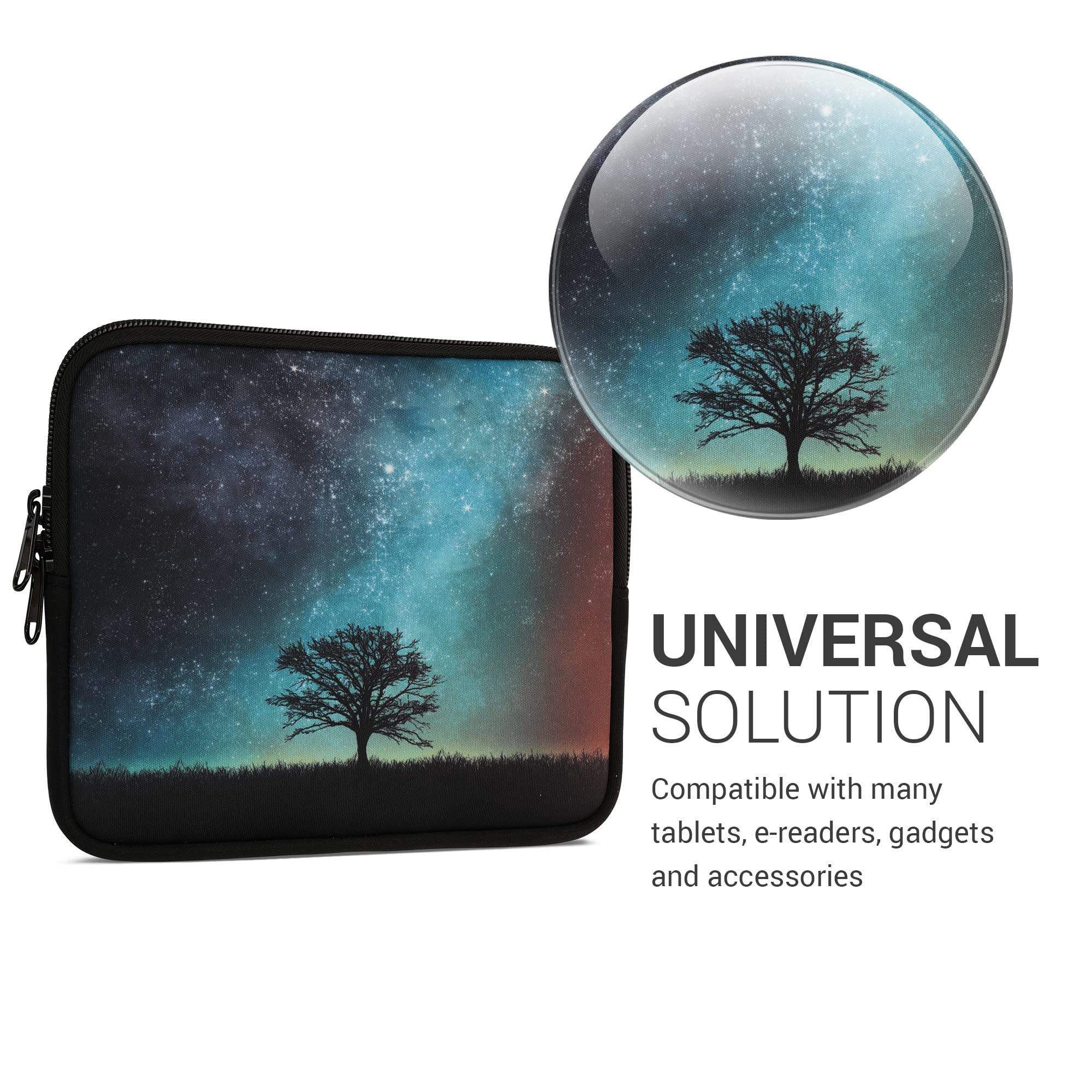 Kwmobile Neoprene E Reader Pouch Size 6,8 7'' Ereader   Universal Ebook Sleeve Case With Zipper, Wrist Strap   Blue/Grey/Black