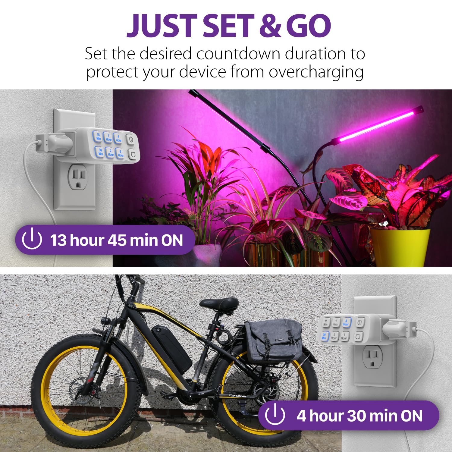 Fosmon Indoor Countdown Timer Outlet, Plug In Light Timers For Electrical Outlets, Heavy Duty Compact Ac Timer For Appliance, La