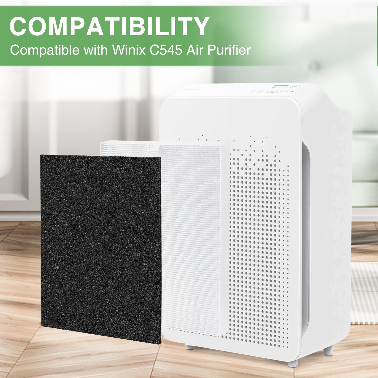 Cabiclean H13 True HEPA Replacement Filter Set for Winix C545 Air Purifier 1712-0096-00 (1 HEPA + 4 Carbon Filters)