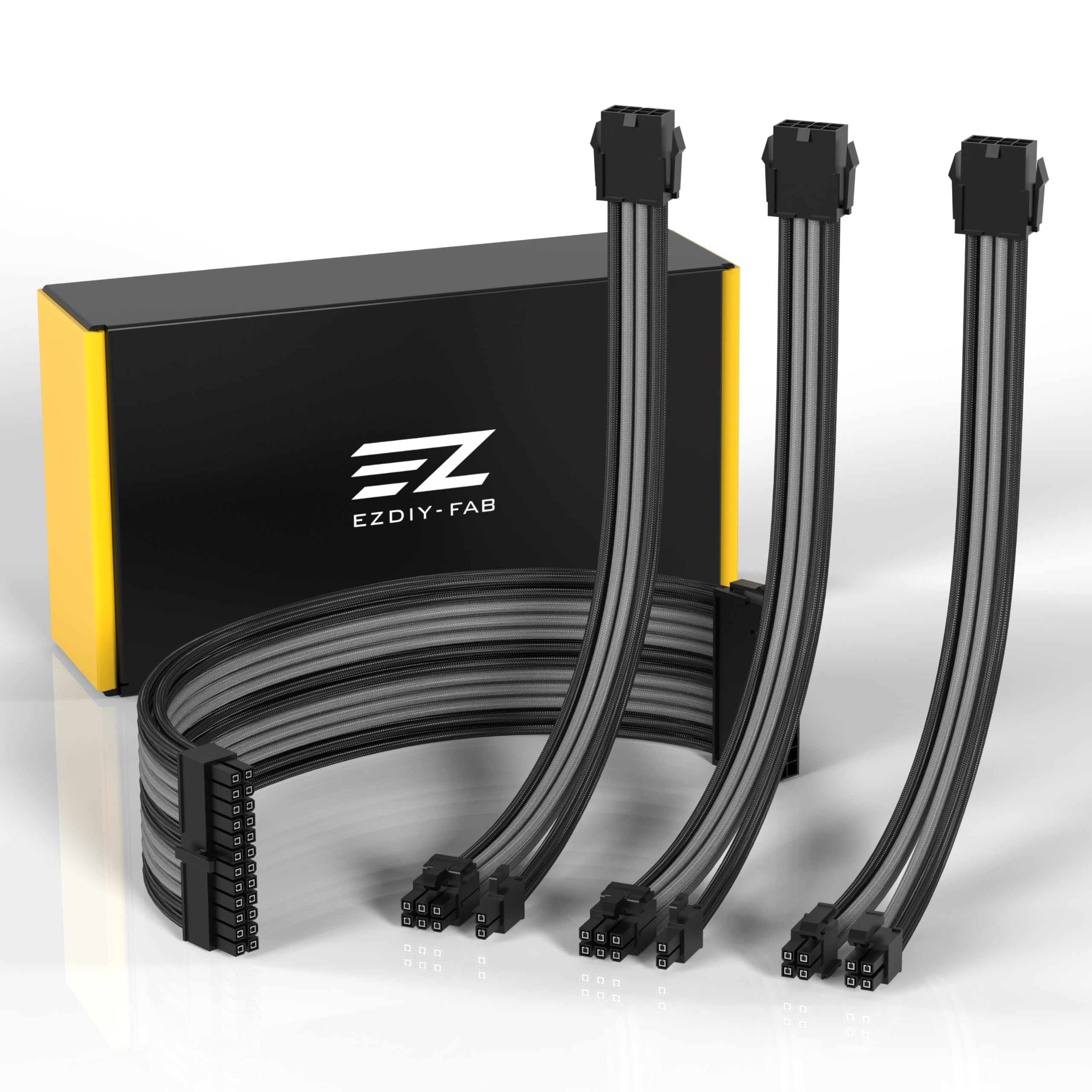 Ezdiy Fab Psu Extension Cable Sleeved Custom Mod Pc Power Supply Cable, Soft Nylon Braided With Comb Kit 24Pin/8Pin To 6+2Pin/ 8