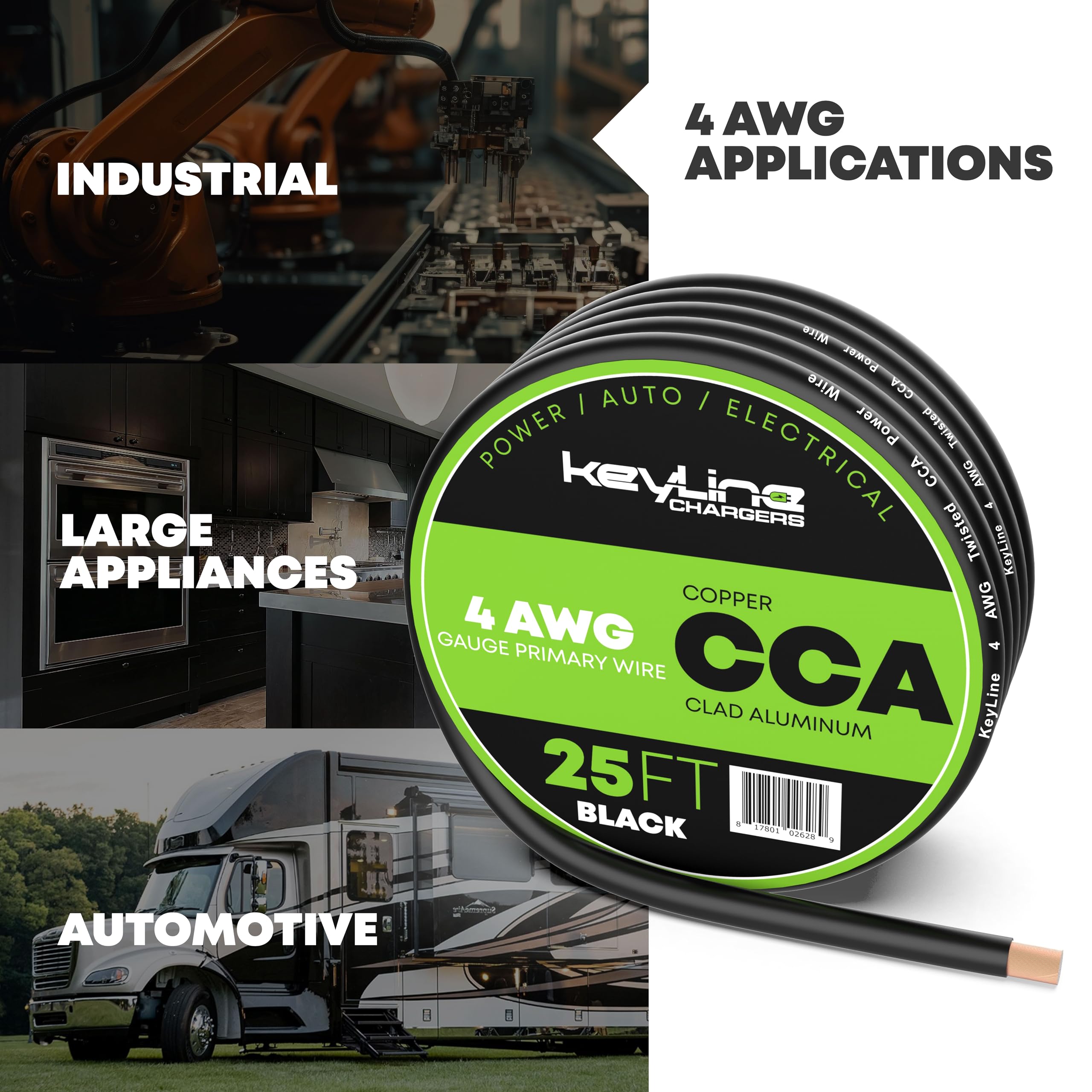 4 Gauge Wire   25Ft Black | 4 Gauge Amp Wire, Battery Cable, Marine Speaker Wire, Solar Cables For Rv Trailer, Car Audio Speaker