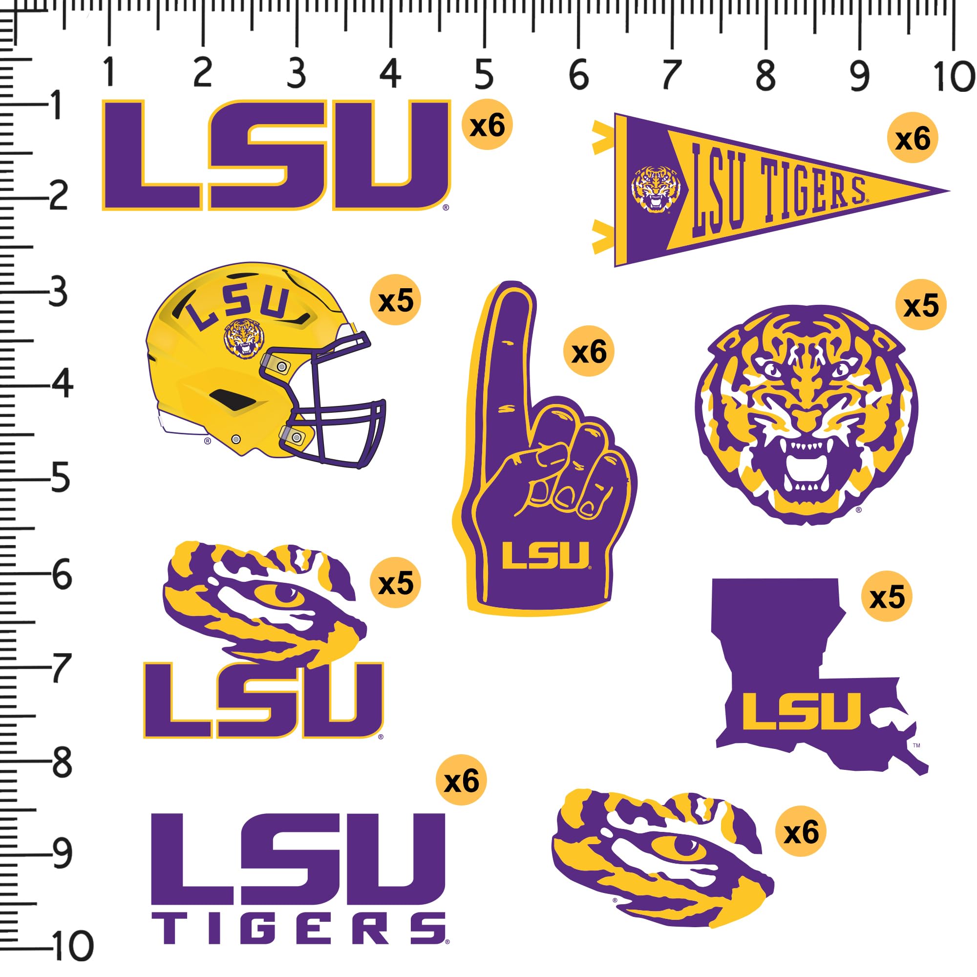 Lsu 50Ct Vinyl Large Deluxe Stickers Variety Pack   Laptop, Water Bottle, Scrapbooking, Tablet, Skateboard, Indoor/Outdoor   Set