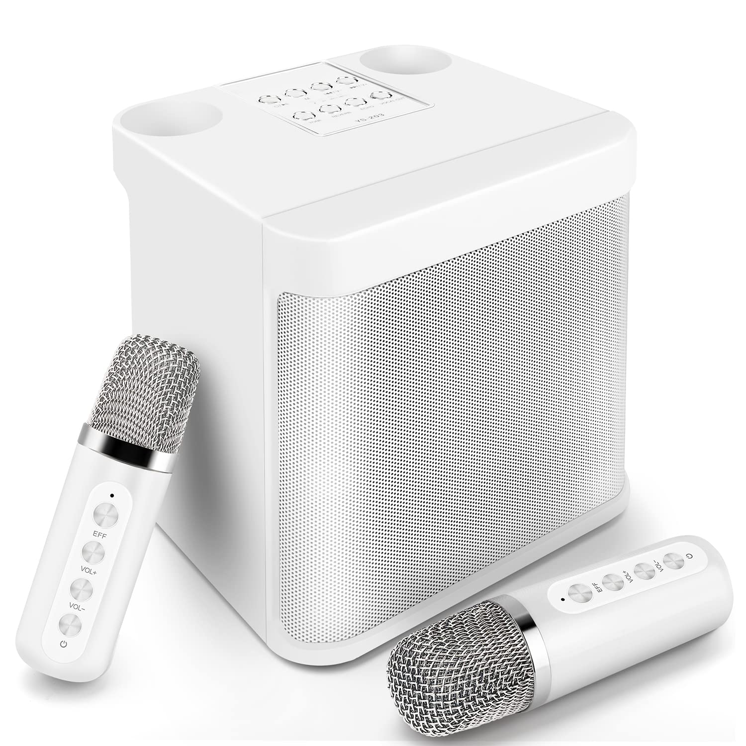 Karaoke Machine With 2 Wireless Microphone,Portable Bluetooth Speaker With Hd Sound Pa System Support Echo And Vocal Cut,Usb,Sd,