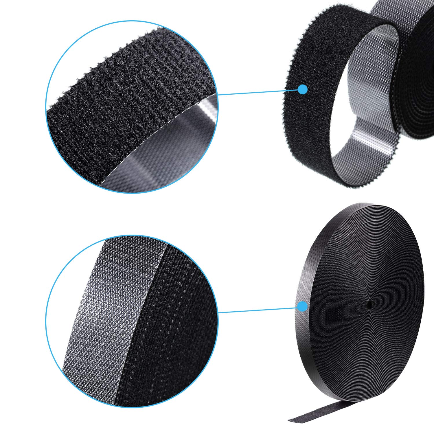 Fastening Tape Cable Ties Reusable Fastening Nylon Tape Double Side Hook Roll Hook And Loop Straps Wires Cords Management Wire O