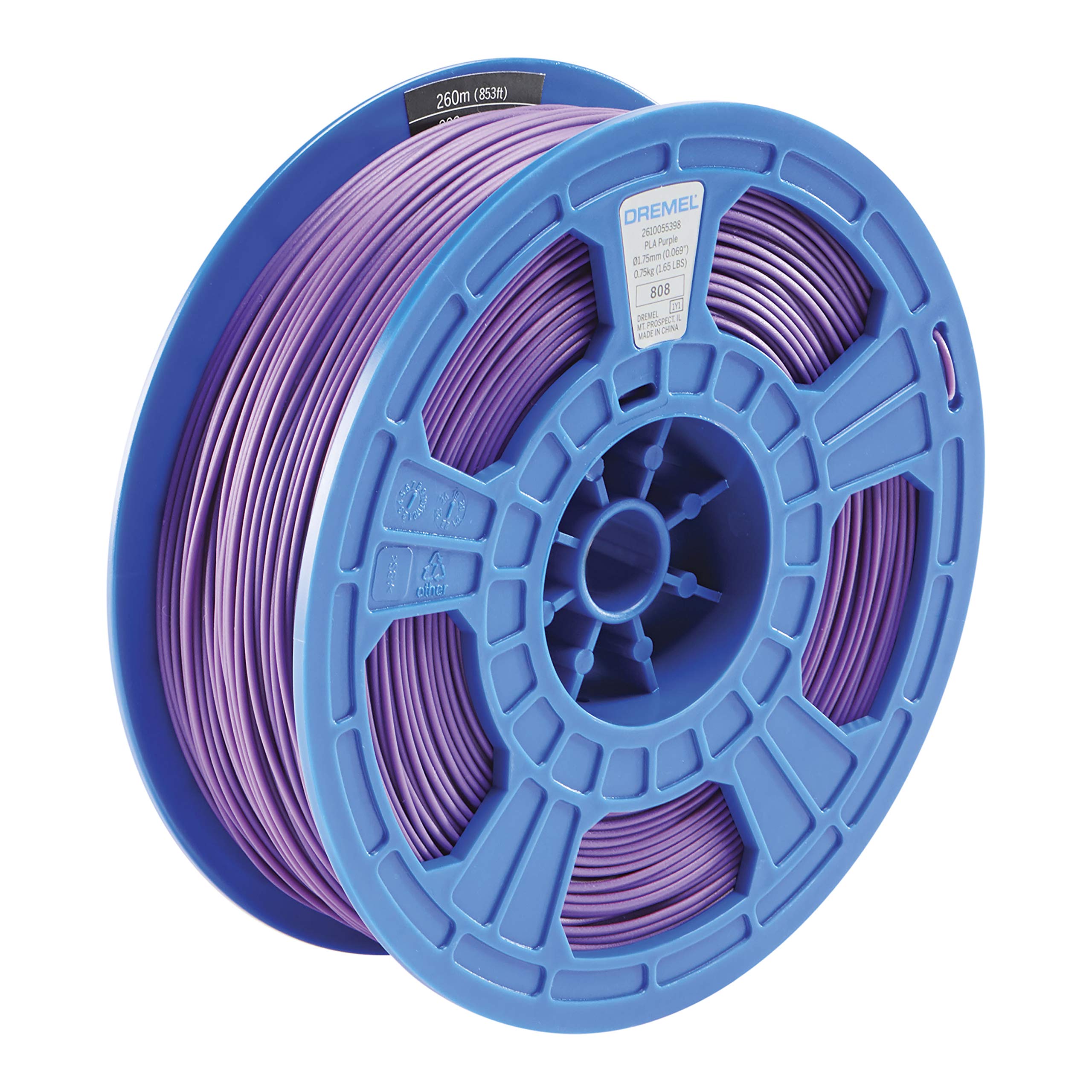 Dremel Digilab Pla Pur 01 3D Printer Filament, 1.75 Mm Diameter, 0.75 Kg Spool Weight, Color Purple, Rfid Enabled, New Formula A