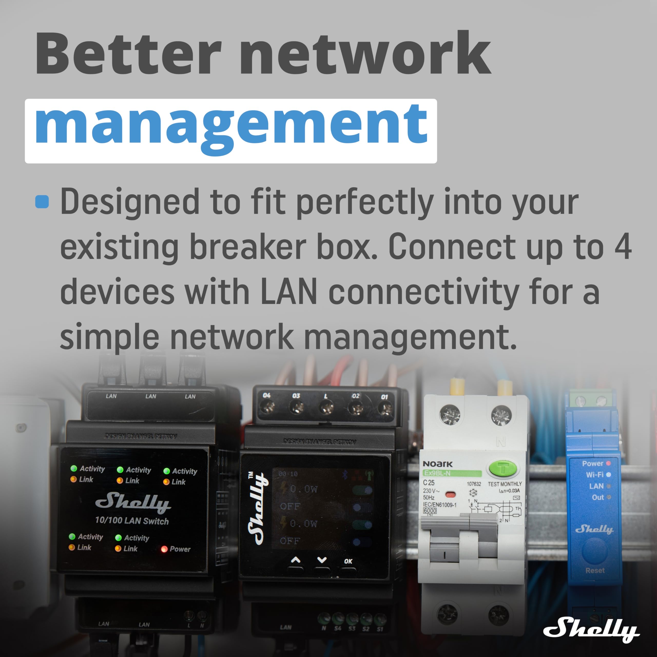 Shelly Lan Switch | 5 Port Rj45 10/100 Mbps Fast Ethernet Switch | Din Mountable | Fanless | Plug & Play | Energy Saving | Easy