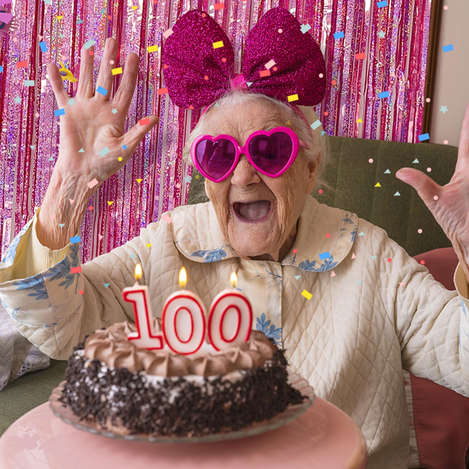 Tinsel Curtain Party Backdrop Pink Birthday Party Decorations 5 Packs Glitter Foil Fringe Curtain Party Decor Streamers Photo Bo