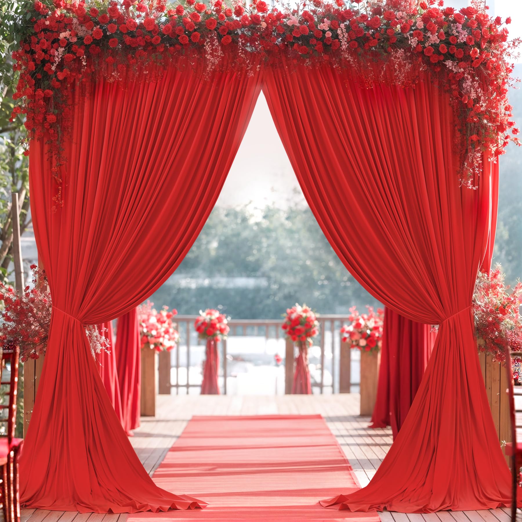 10X10 Red Backdrop Curtain For Parties Wedding Wrinkle Free Red Photo Curtains Backdrop Drapes Fabric Decoration For Birthday Pa