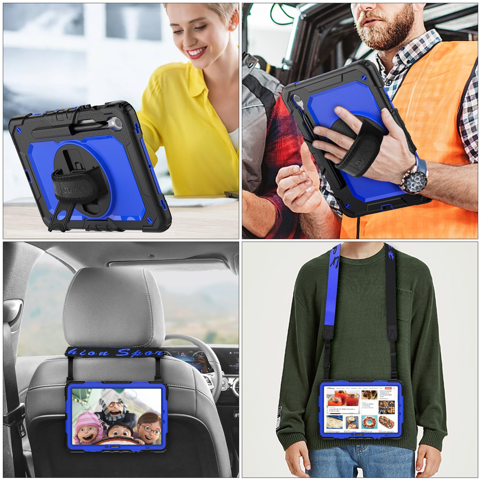 Seymac Stock Case For Samsung Galaxy Tab S9/ S9 Fe 5G Tablet Case With Screen Protector Pencil Holder [360 Rotating Hand Strap]