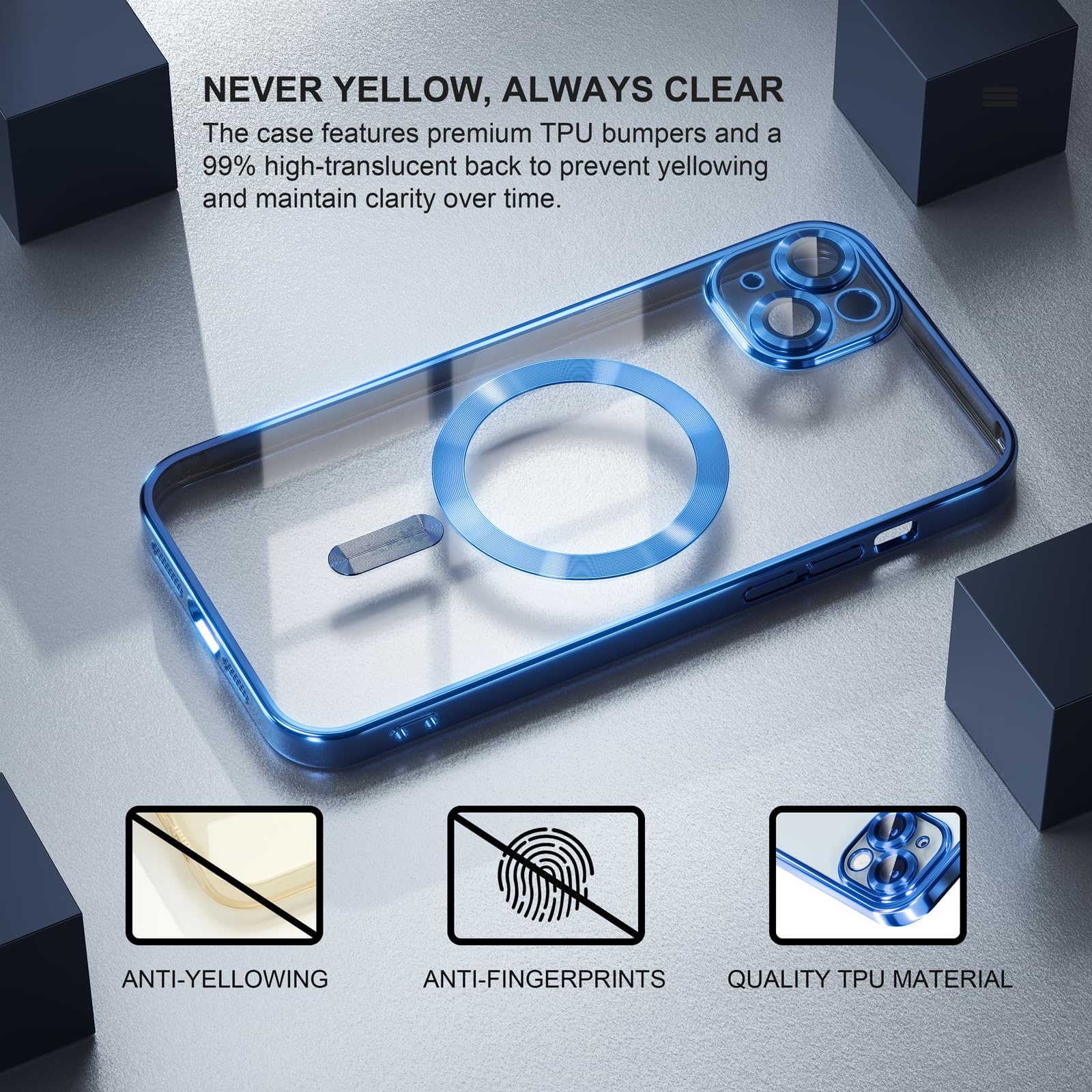 Misea Magnetic For Iphone 15 Case Compatible With Magsafe [Never Yellowing] [Military Grade Drop Protection] Full Camera Lens Pr