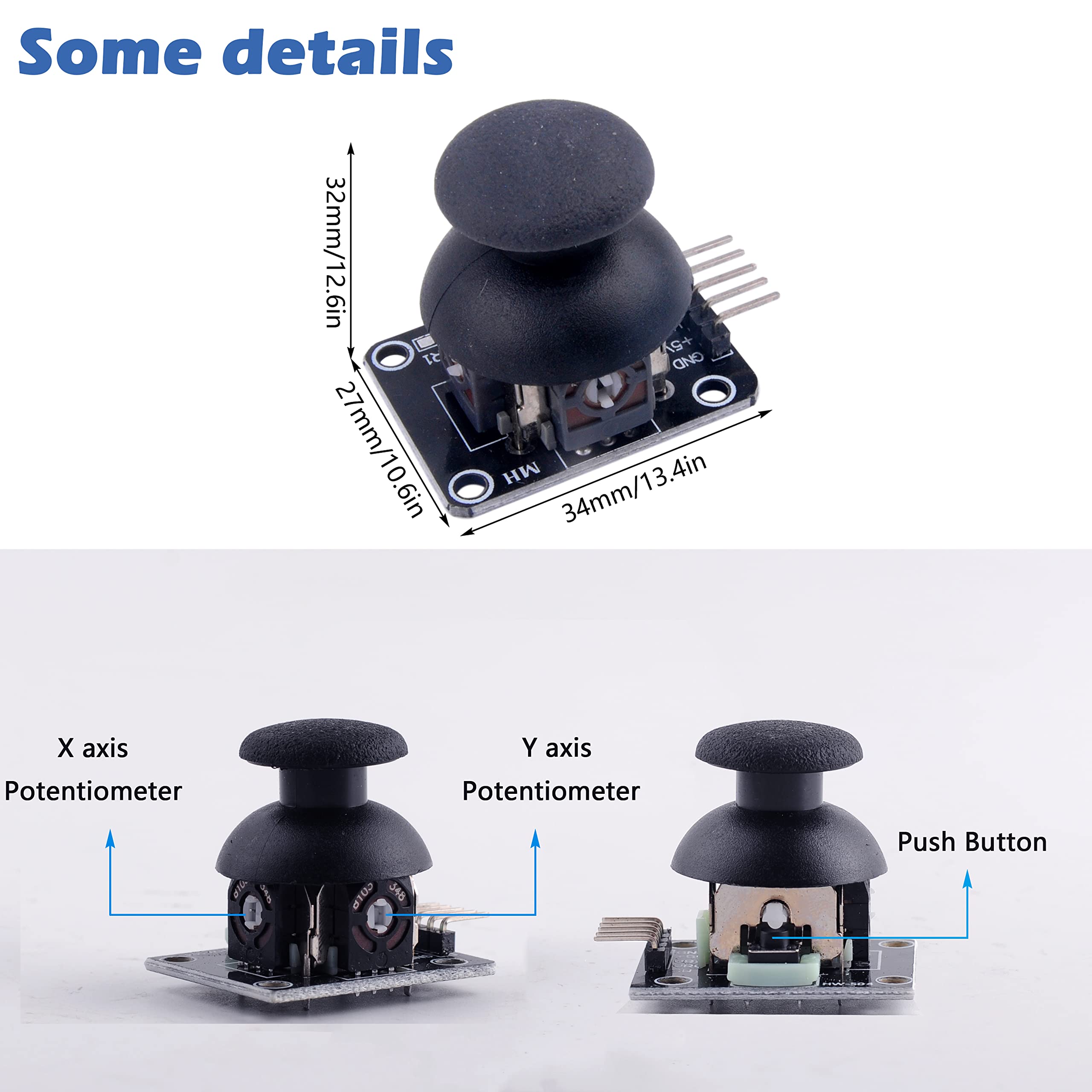 Wishiot Thumb Joystick Module Dual Axis Sensor Game Controller Sensor Joystick Breakout Module Compatible With Arduino Ps2 Raspb