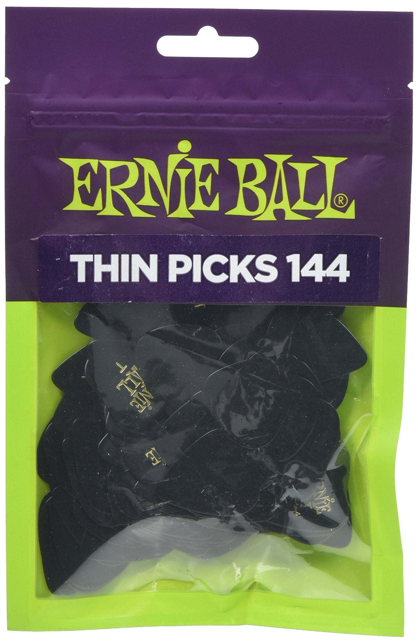 Ernie Ball Guitar Picks, Thin, Black, 144 Pack (P09104)