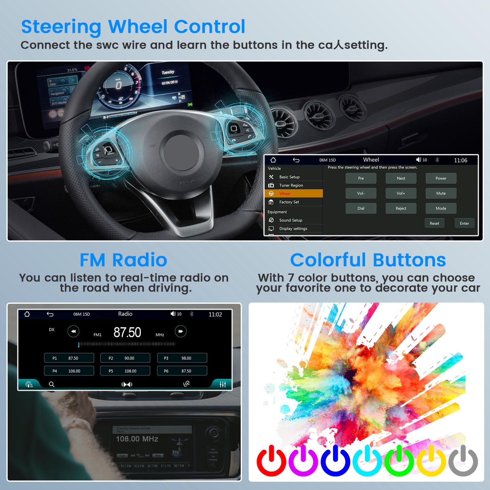 Hikity 6.9 Inch Wireless Apple Carplay Car Stereo Single Din Touch Screen Bluetooth Car Radio With Android Auto Mirror Link Eq,