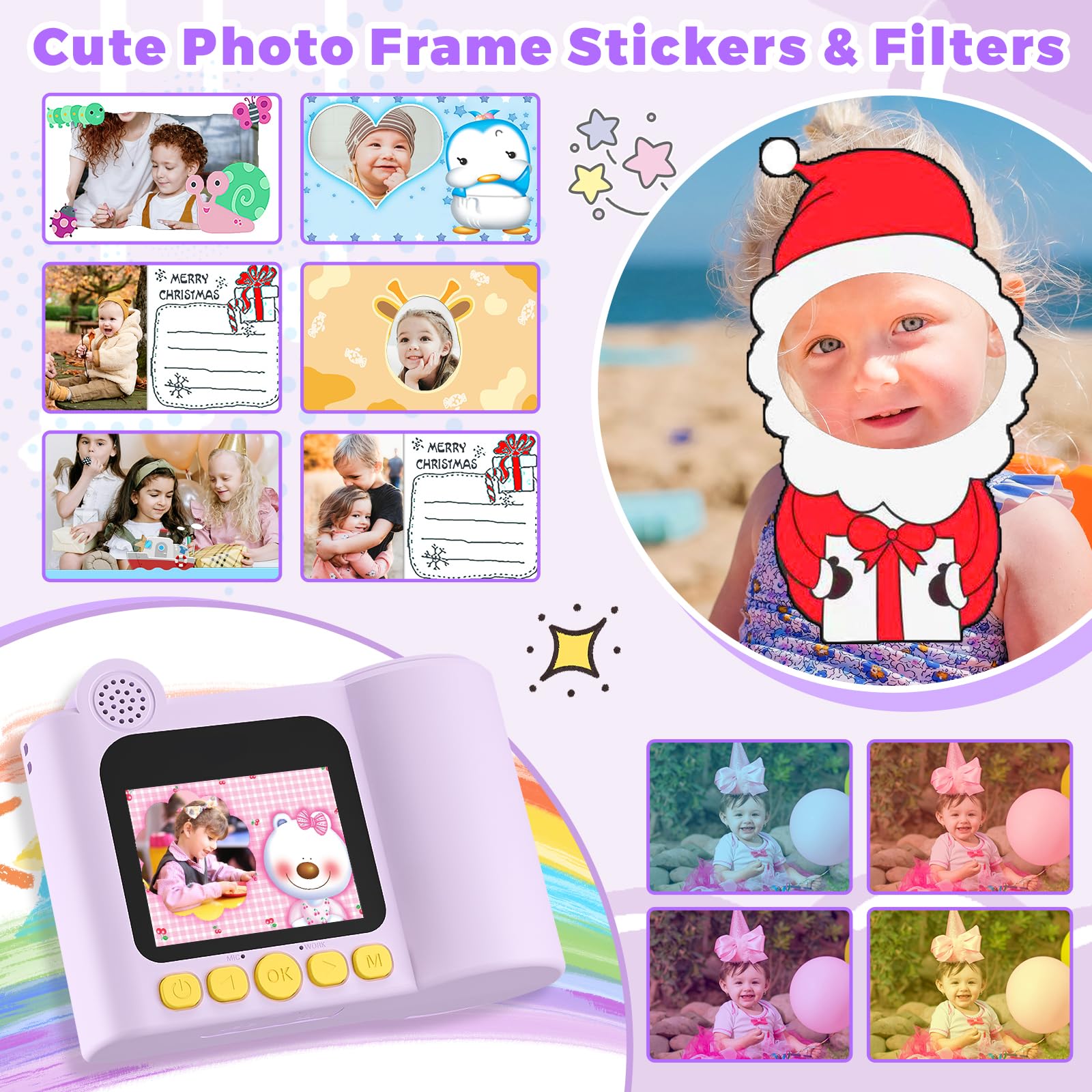 Ykslemon Kids Camera Instant Print,1080P Digital Camera For Kids With 32Gb Sd Card,Christmas & Birthday Gifts,Toddler Camera Por