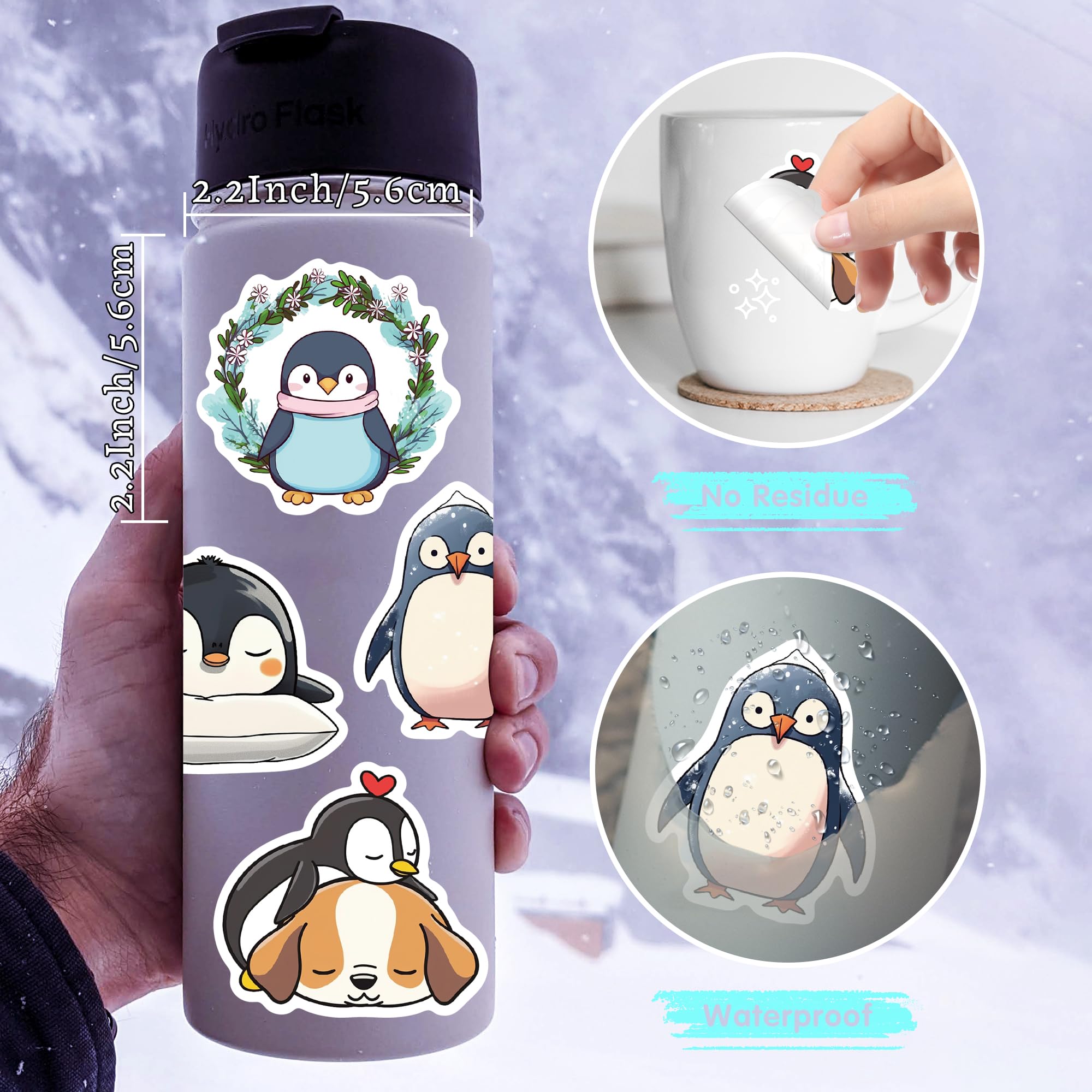 102 Pack Cute Penguin Stickers For Kids Girls Teens,Fun Penguins Gifts Stickers Vinyl Waterproof Stickers For Party Favors Water Bottle Laptop