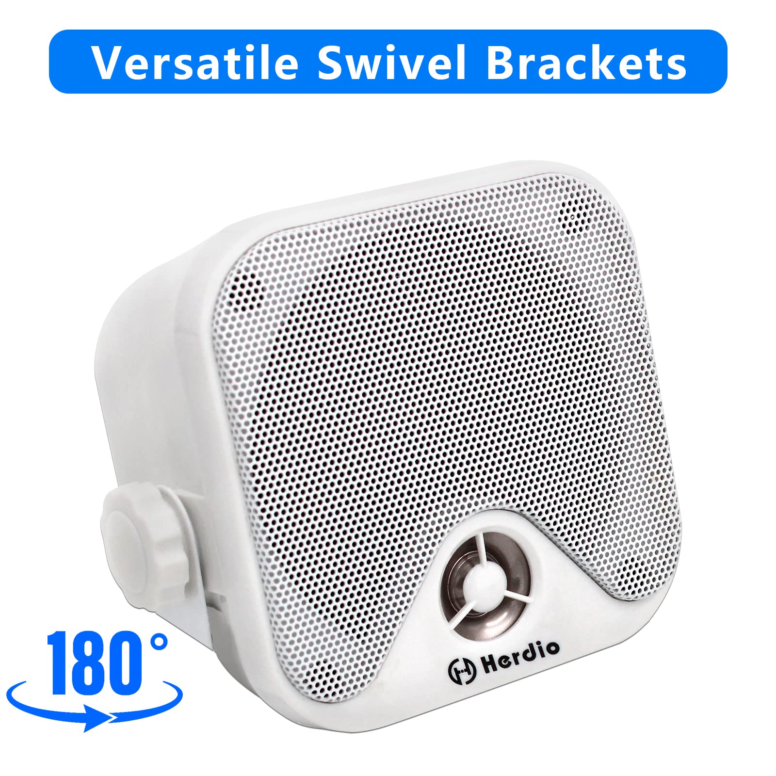 Herdio 4 Inches Marine Box Bluetooth Speakers  Compact Waterproof Audio Sound System With 100 Watt Power For Boat Golf Cart Jeep