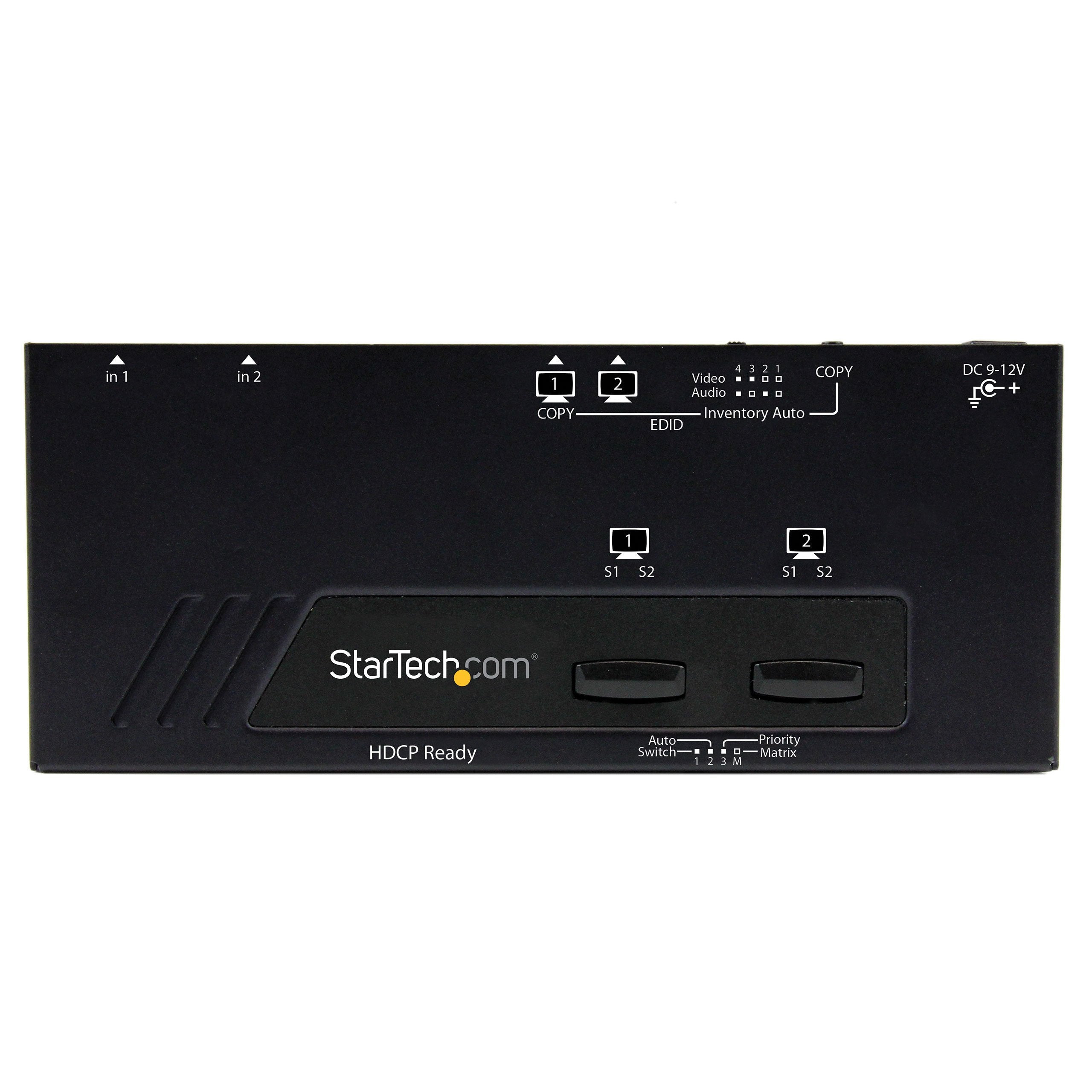 Startech.Com 2X2 Hdmi Matrix Switch With Remote   1080P Automatic & Priority Switcher   Video Wall Auto Selector Splitter Box