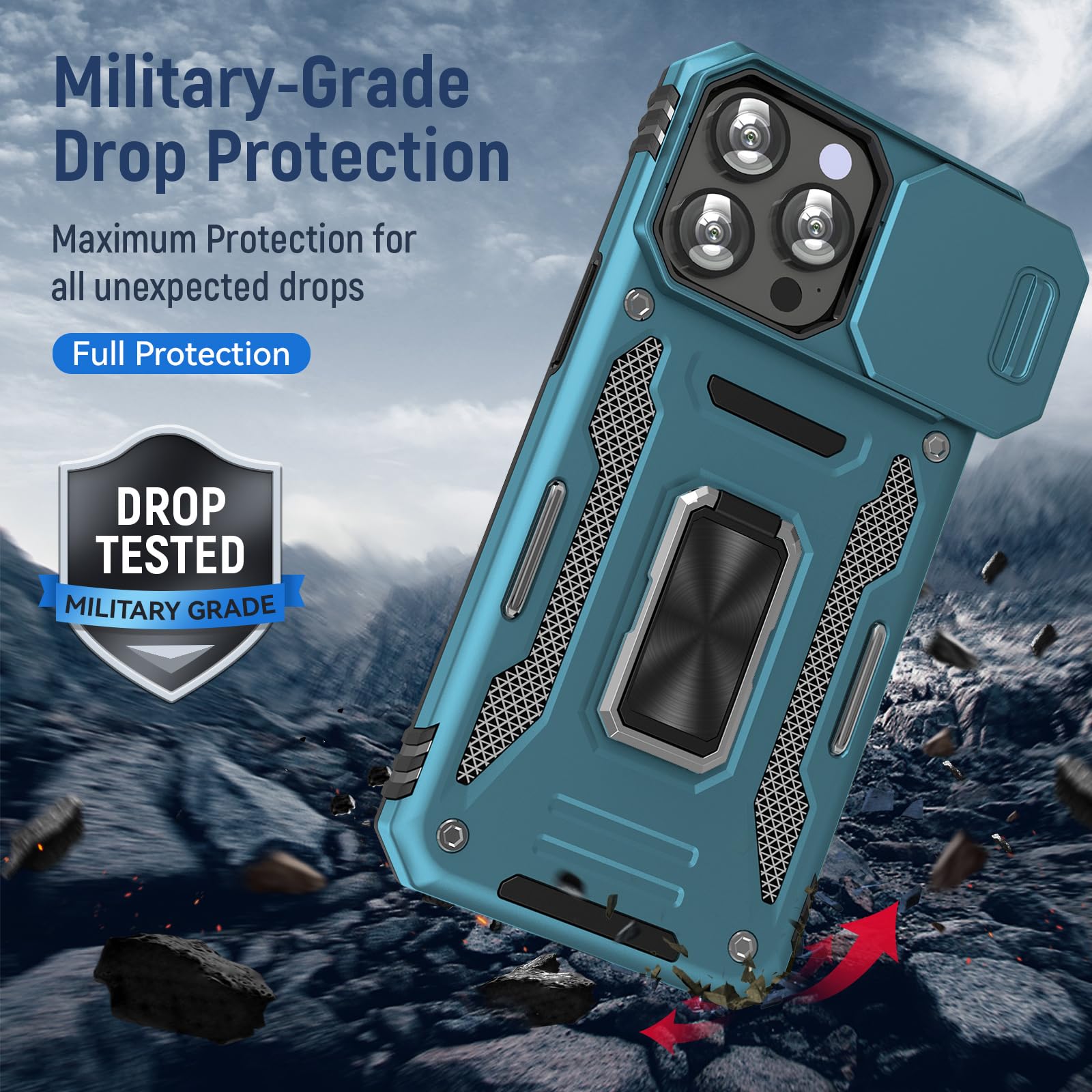 Sefing Phone Case For 16 Pro Case 16 Pro Phone Case With Camera Cover, With Kickstand Ring Holder, With Magnet Car Mount Functio