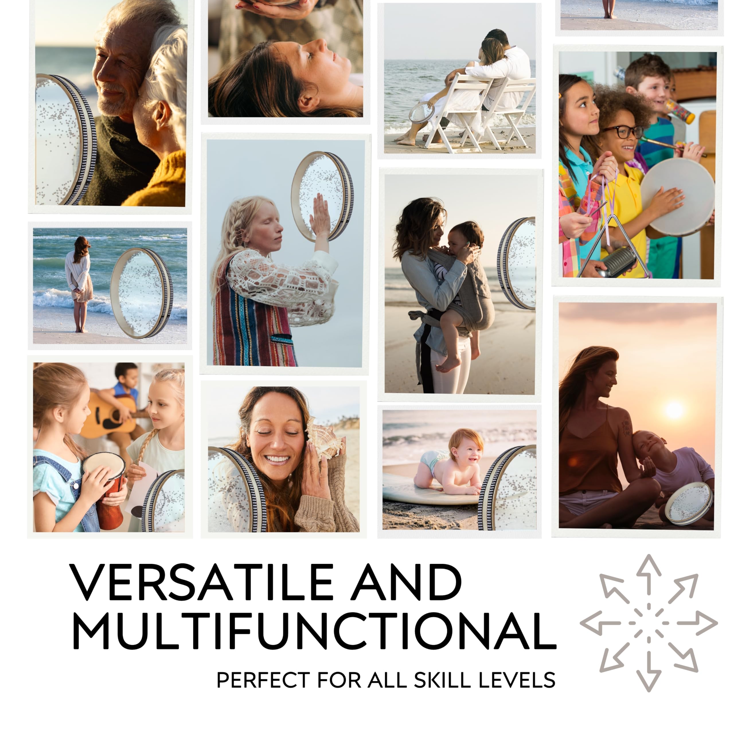 Pack Of 3 Sound Healing Instruments   Ocean Drums 12 Inch Ocean Sound Drum For Meditation 8 Inch Wave Drum For Relaxation 4 Inch