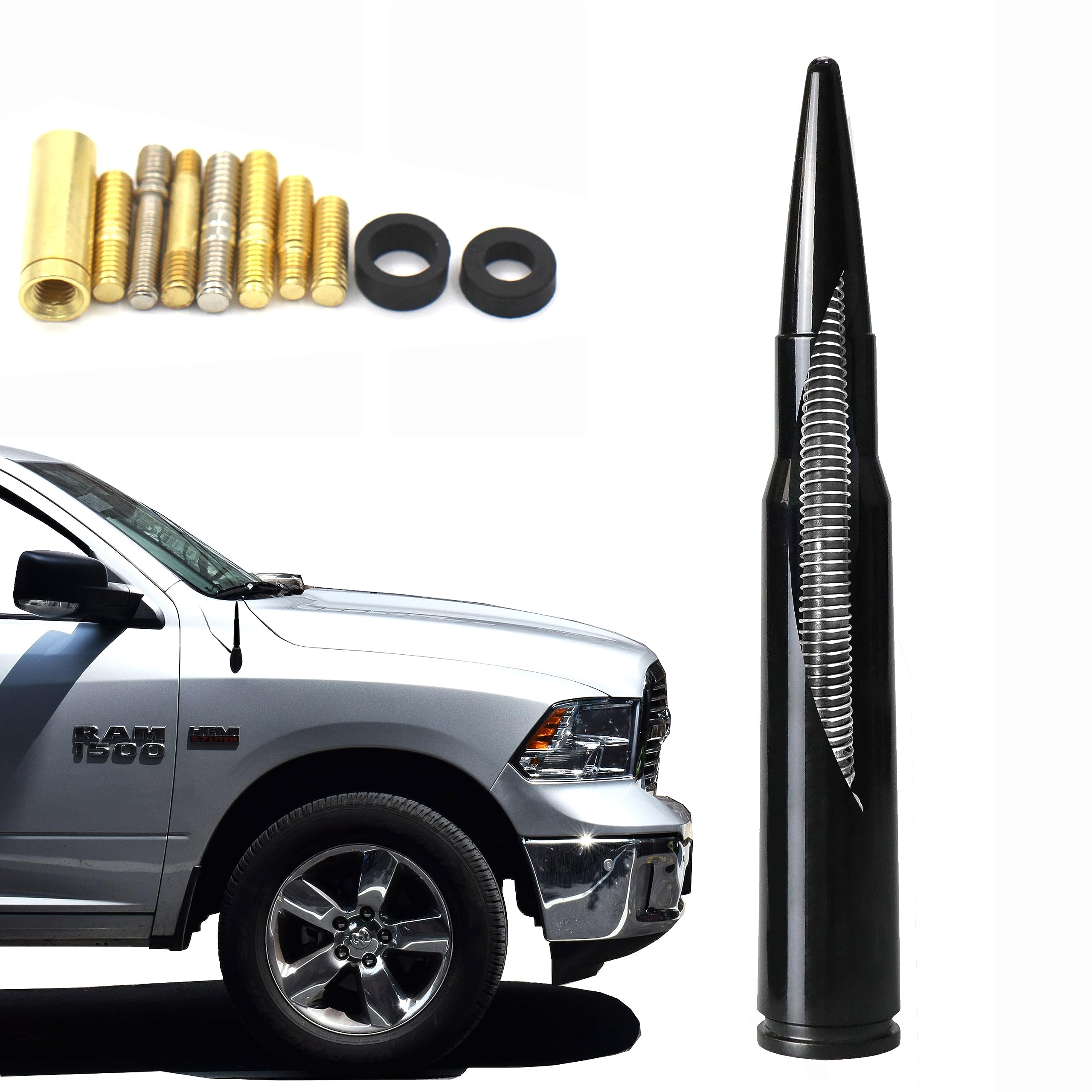 50 Cal Stubby Antenna Mast Fit For Car Track Antenna Delete Replacement, Ford F150 F250 F350 Ram 1500 2500 Gmc Denali Chevy Pick Up Upgrade Signal Models