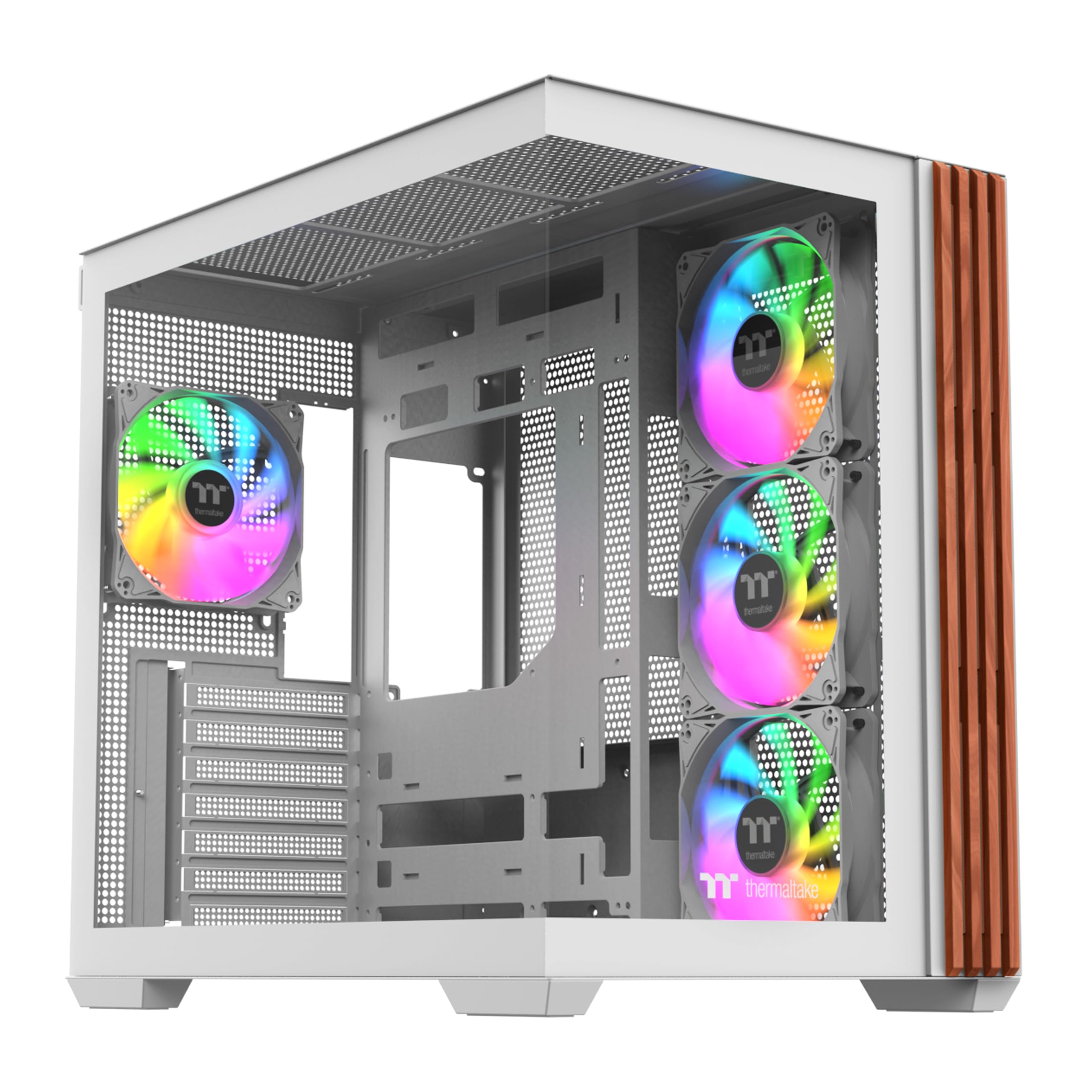 Thermaltake View 380 WS ARGB; Mid Tower Chassis; Side Wood Trim; 4x120mm ARGB Lite Fans Included; 415mm GPU Clearance; Dual Cham