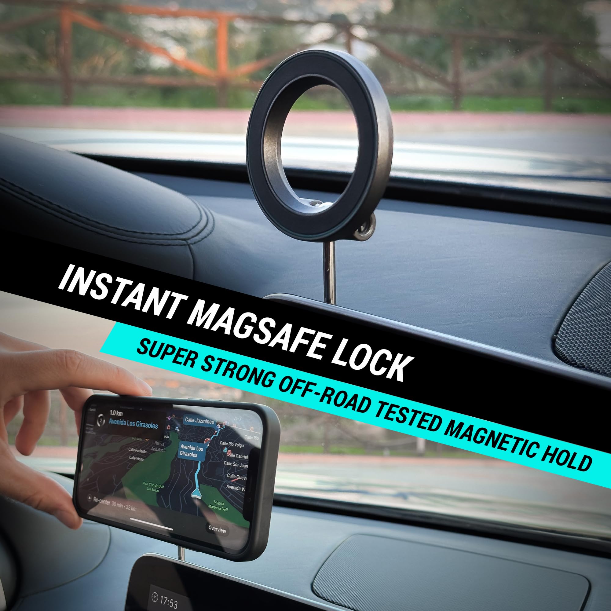 Carmount F4 Adjustable Magsafe Car Mount | Magnetic Dashboard Phone Holder, Strong Hold, 360 Rotation & Tilt, Compatible With Ip