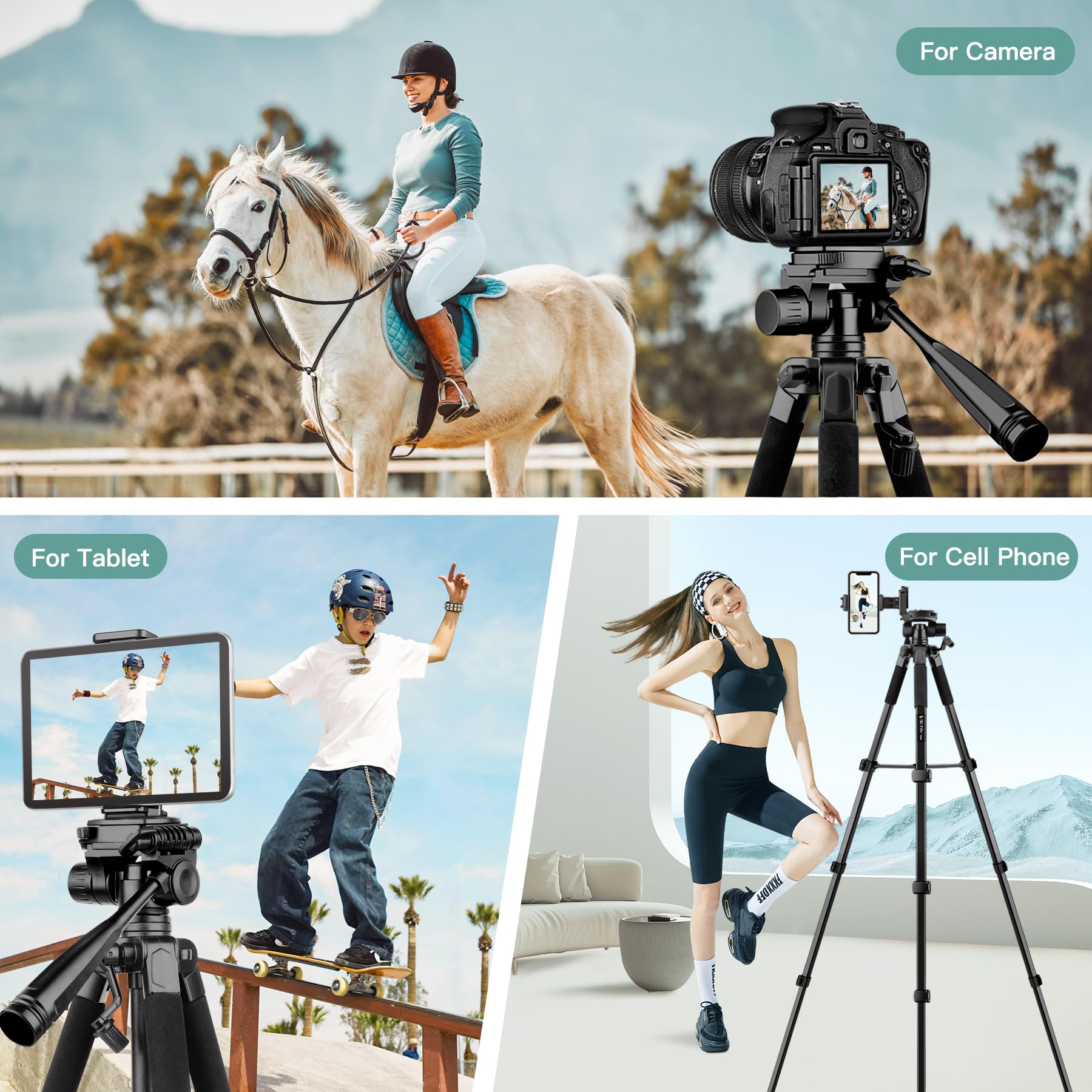Victiv 68 Phone Tripod Stand, Tablet Tripod For Iphone Ipad With Remote And Holder, Phone Stand For Video Recording Travel Photo