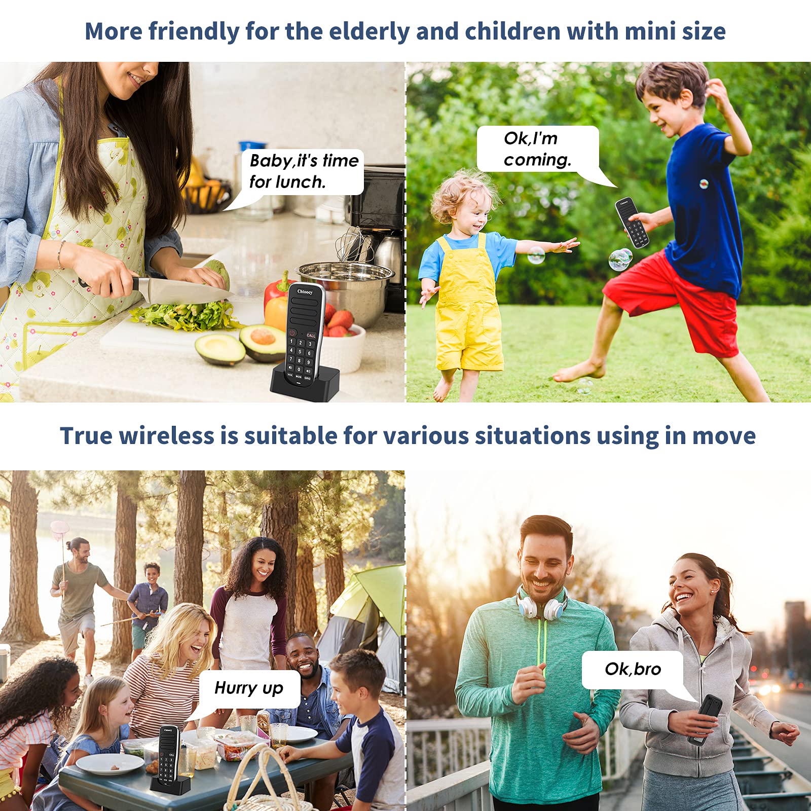 Chtoocy Rechargeable Intercoms Wireless Handheld For Home 1 Mile Range 10 Channel, Chtoocy Rechargeable Wireless Intercom System For Home Business Office, Family Communication System (3 Packs, Black)