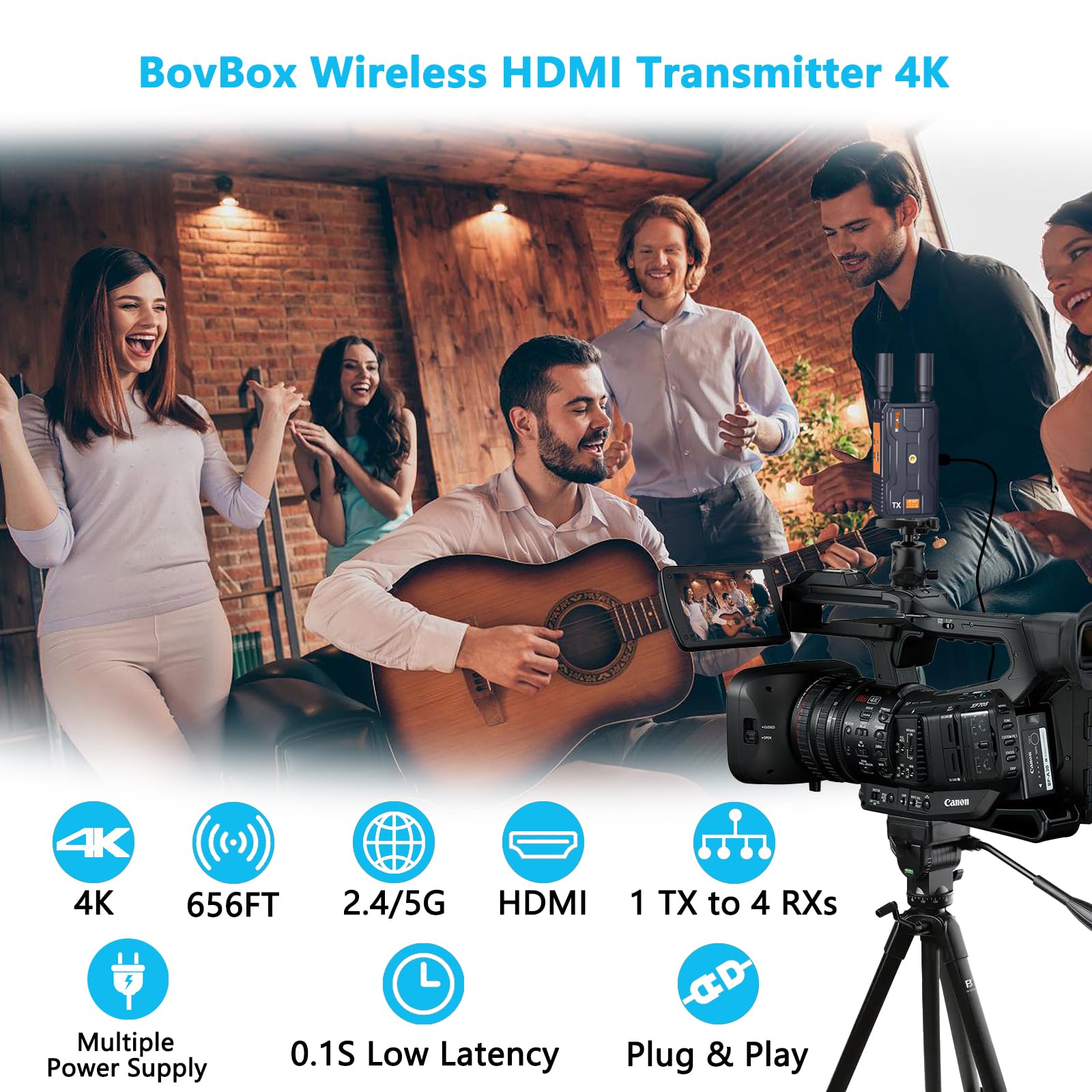 Wireless Hdmi Transmitter And Receiver 4K:, 656Ft(200M) Plug&Play Wireless Hdmi Extender, 2.4/5G Wireless Video Transmission Sys