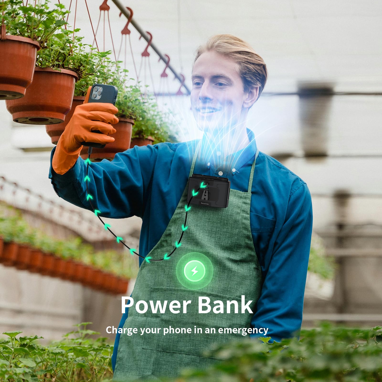 Socool 20000Mah Portable Waist Fan Clip On Wearable Belt Personal Fan Rechargeable Battery Operated, 40H Cooling Fan With 10 Spe