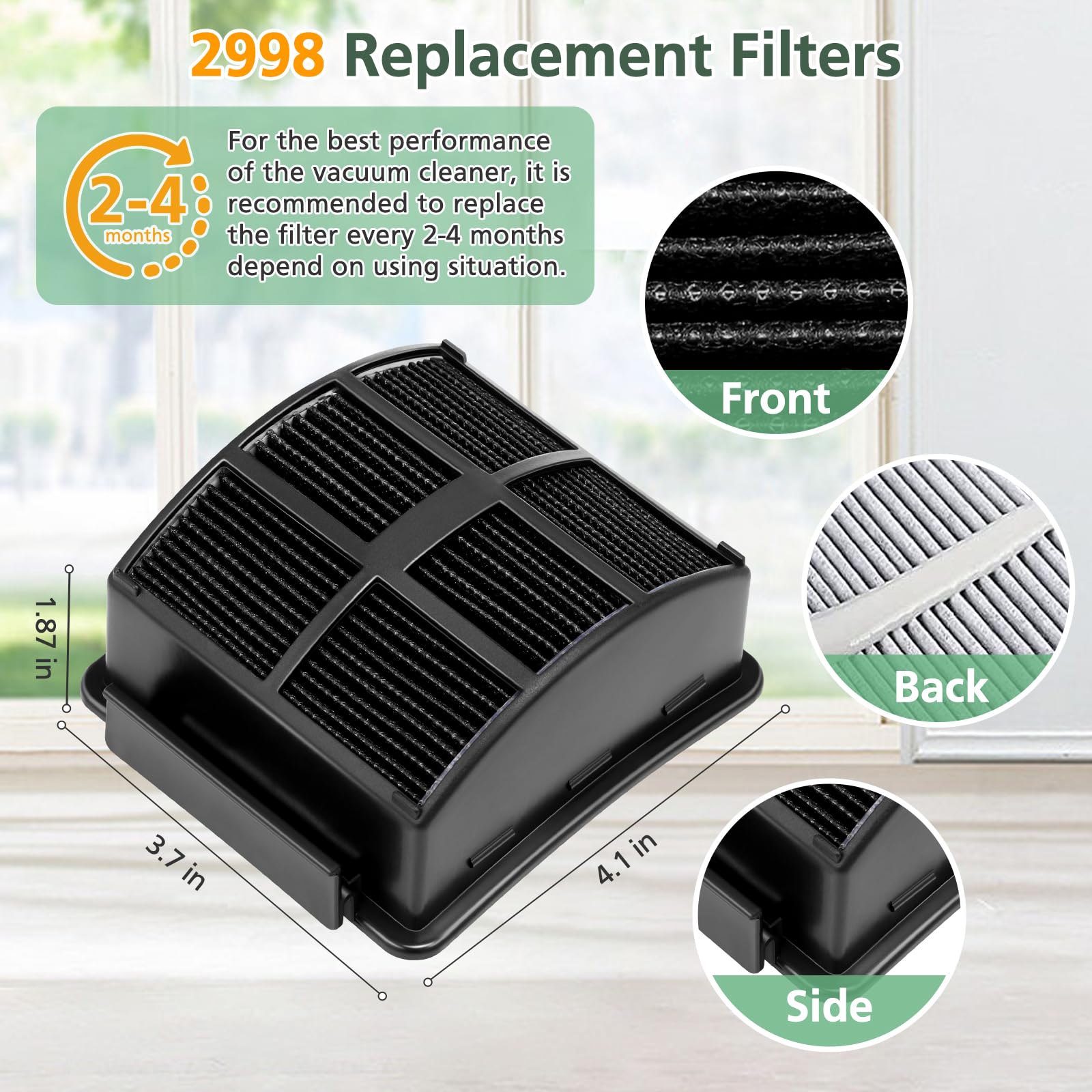 Hepa Filter Replacement Kit Compatible With Bissell 2998 Multiclean Lift Off Pet Vacuum, Fit For Bissell 2998 2999 2849 3000 305