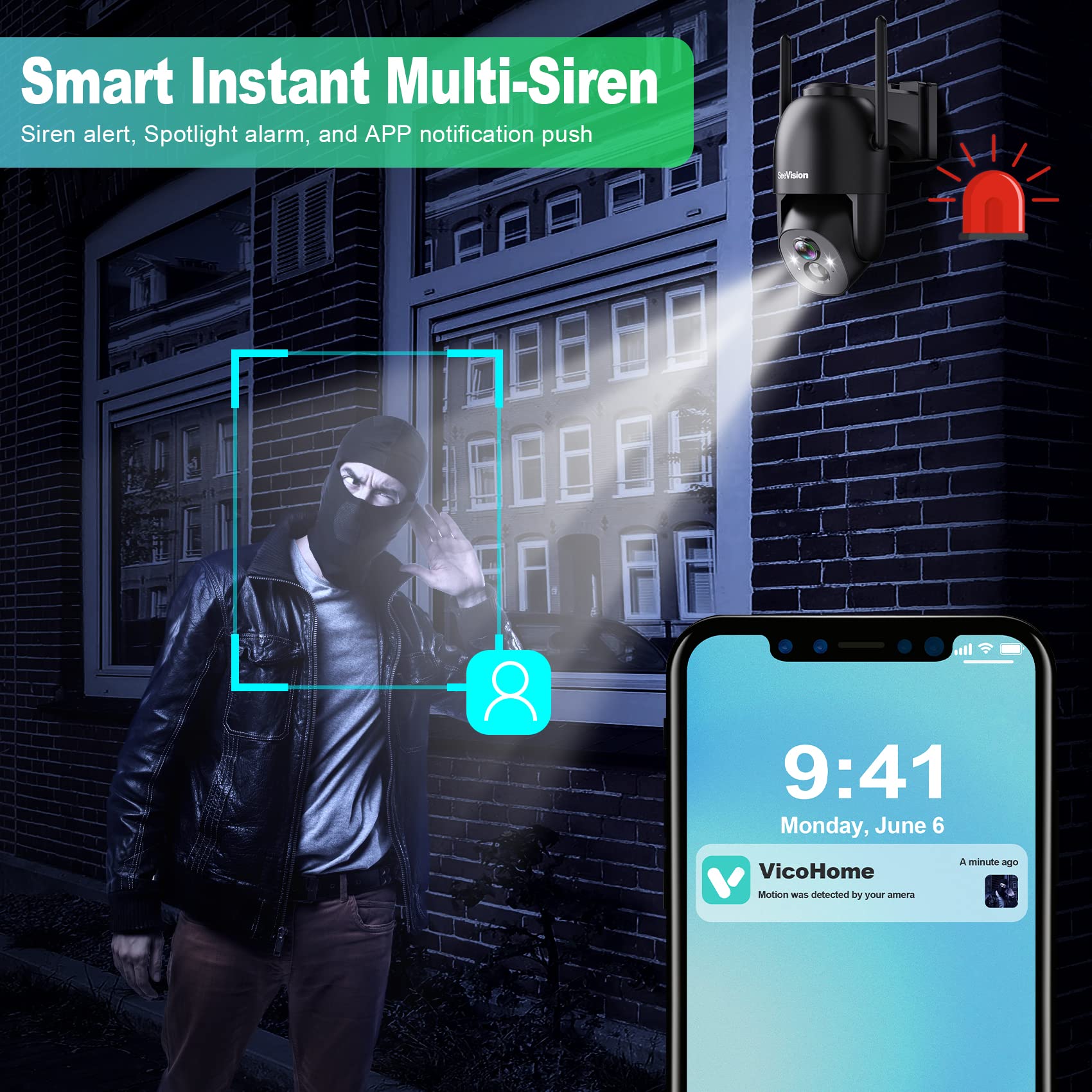 Solar Security Cameras Wireless Outdoor, 2K Battery Powered Ptz Wifi 3Mp Security Camera For Home With Spotlight, Pir Motion Det