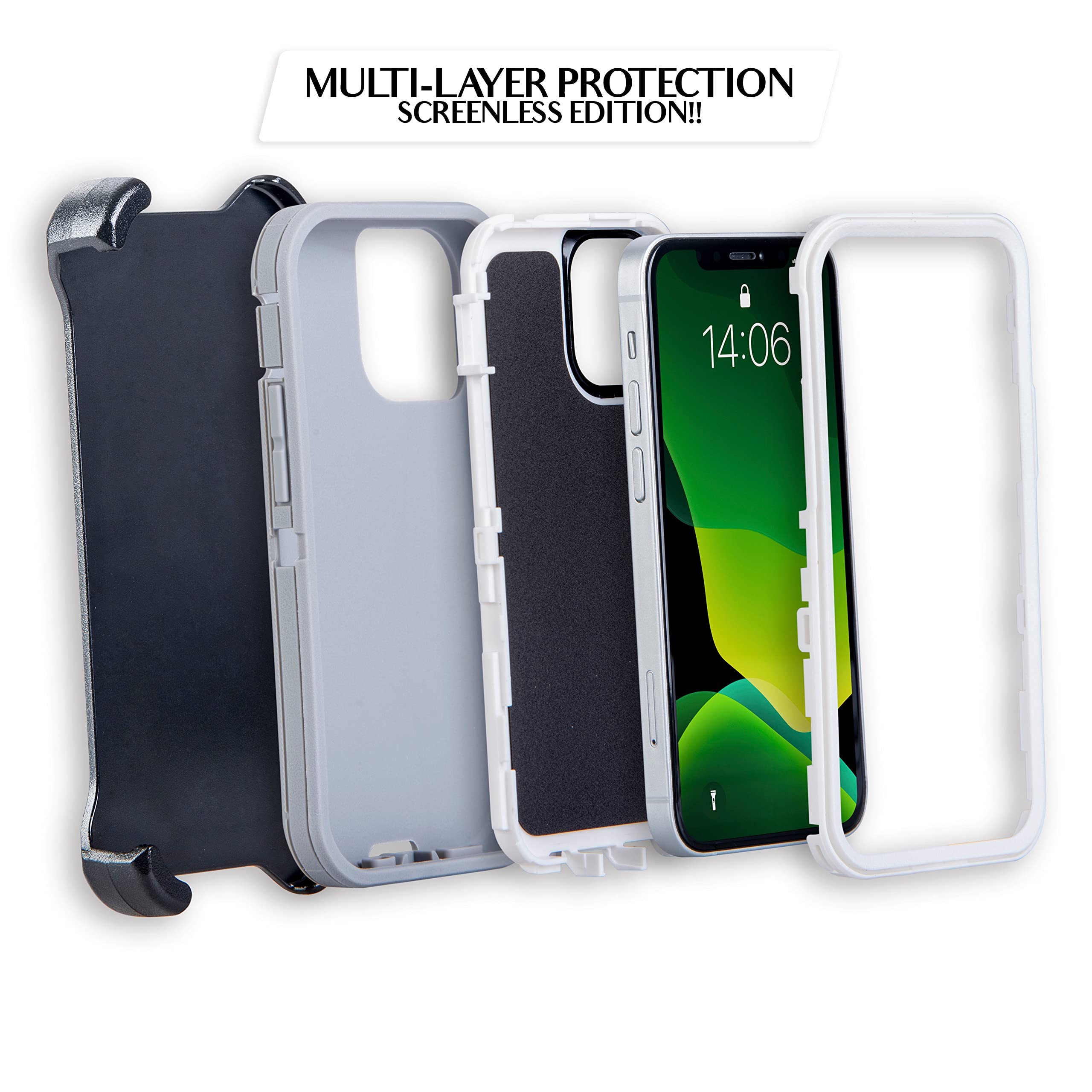 Wallskin Case For Iphone 12 Pro / 12 (6.1'') Heavy Duty Full Body Military Grade Drop Protection Carrying Cover Holder | Holster