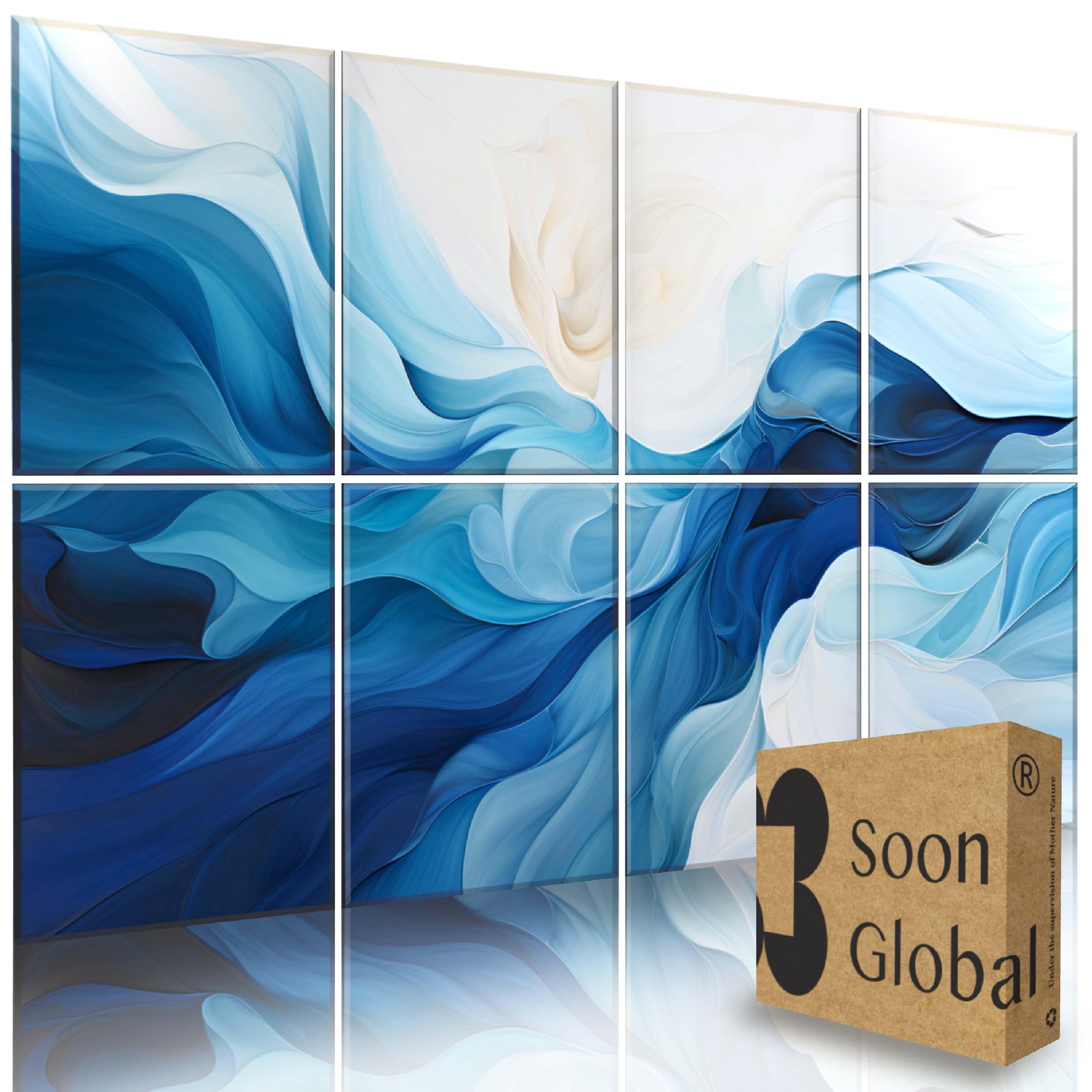 Soon Global 8 Pack Acoustic Panels, Soundproof Wall Panels, 48 X 32 Inches Sound Absorbing Panels, Decorative Acoustical Wall Pa