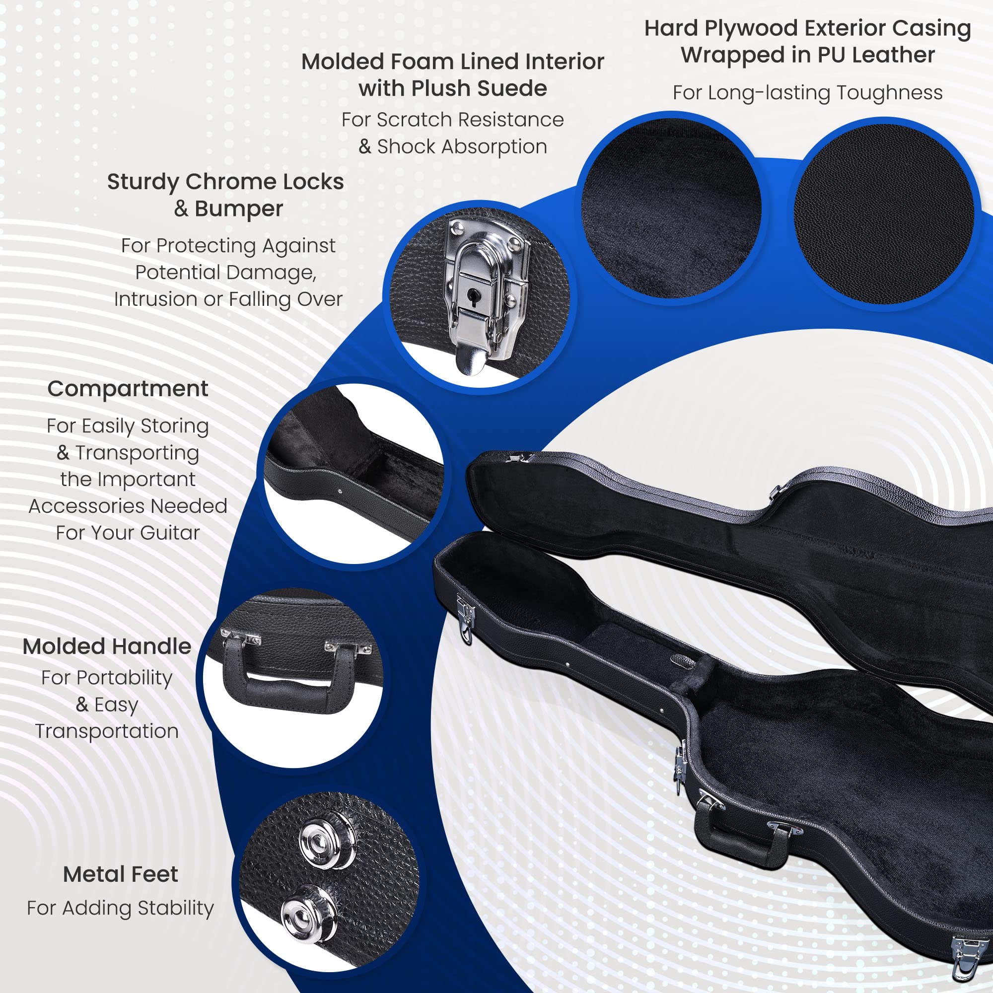 Aw Electric Guitar Hard Case For Stratocaster St Style Electric Guitar Wooden Hard Shell Lockable For Right Hand