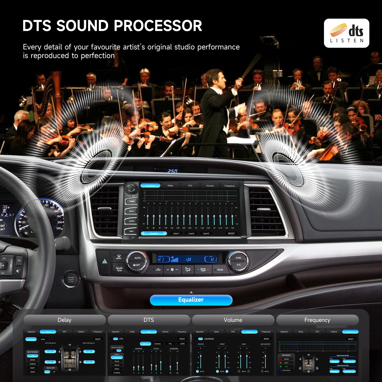 Dasaita Android 13 Car Stereo For Toyota Highlander 2015-2019 With Wireless Apple Carplay/Android Auto, 10.2'' Qled Touch Screen