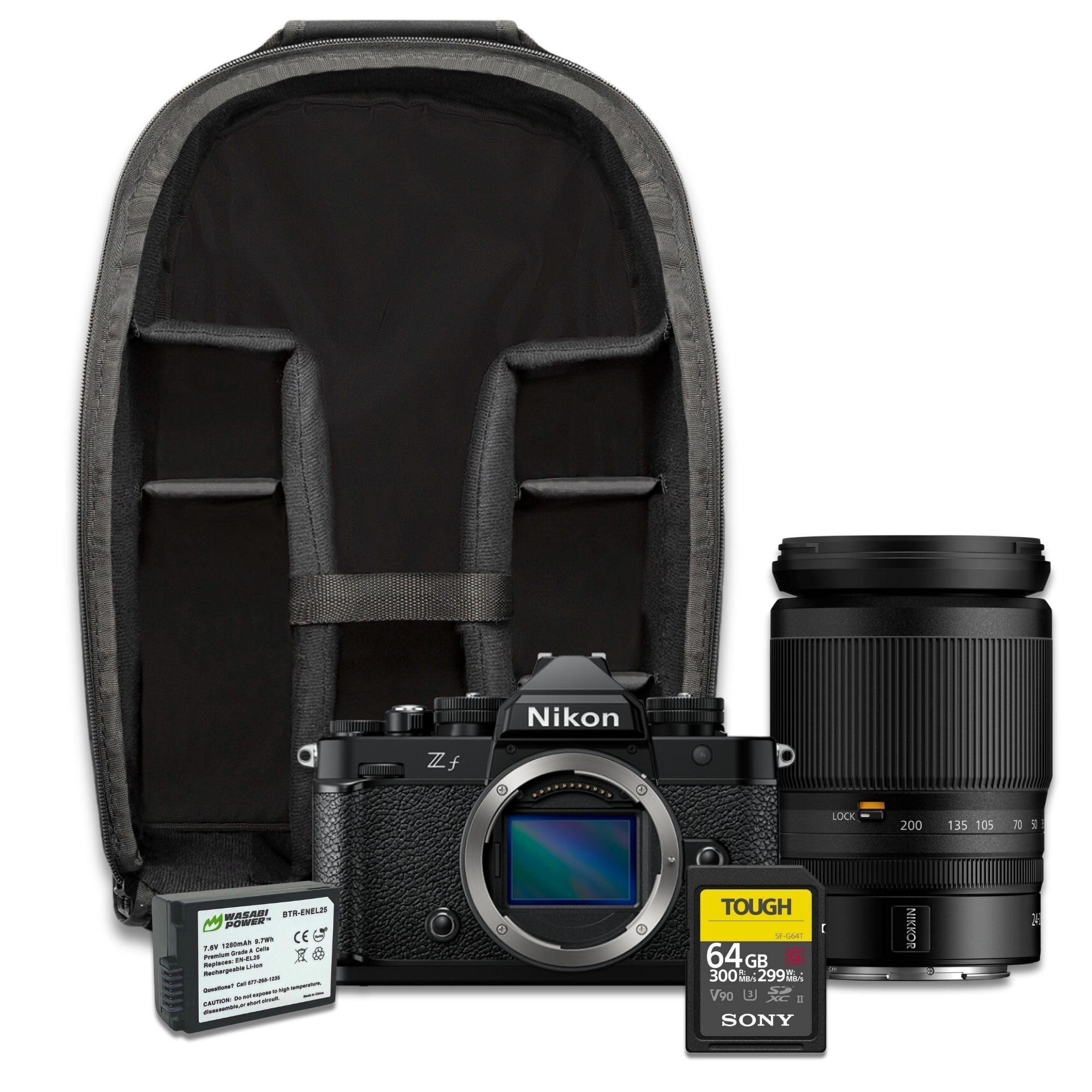 Nikon Zf Mirrorless Full Frame Sensor Camera (Black) - 4K Video Recording and Touchscreen Display Bundle with NIKKOR Z 24-200mm,