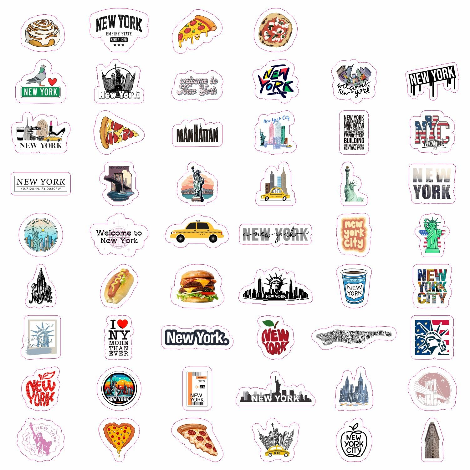 100Pcs New York Stickers For Water Bottle And Laptop   New York Party Favors & Decorations, Waterproof Vinyl Decals, City And La