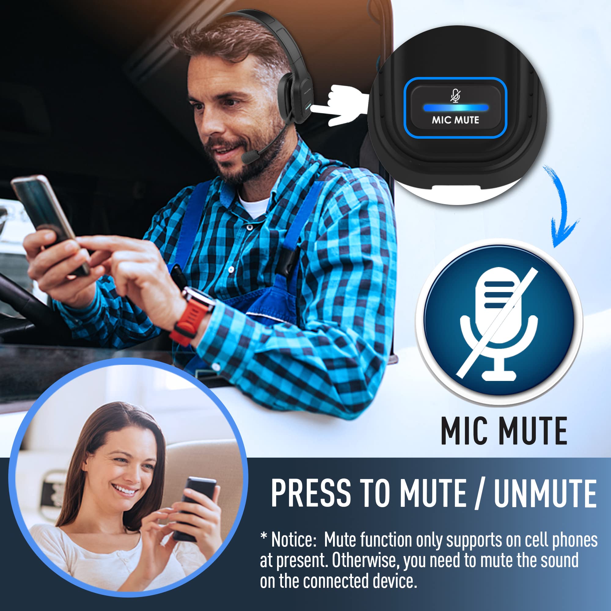 VELKPRO Wireless Headset - Single-Ear Noise-Isolating Microphone, Black, Model VPO-WH, Ideal for Call Centers and Home Office