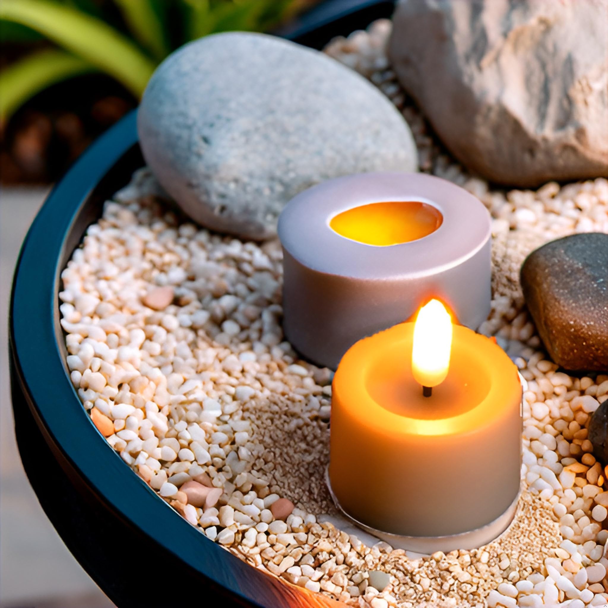 Simplelight Pack Of 12 Tea Lights Candles Battery Operated   Battery Tea Lights With Timer, Battery Candles Amber Color For Voti