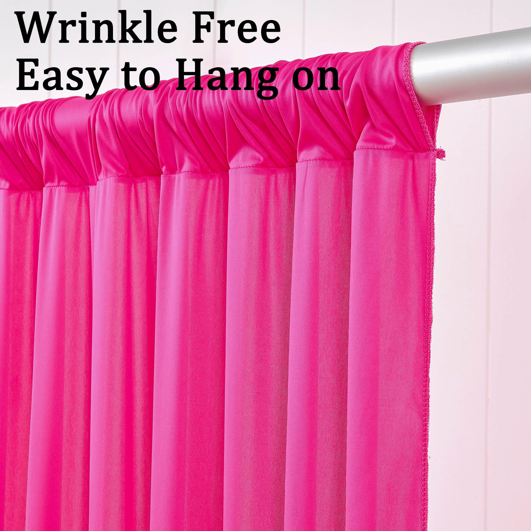 20Ftx10Ft Wrinkle Free Fuchsia Backdrop Curtains For Parties, Thick Polyester Hot Pink Photo Backdrop Drapes 4 Panels 5X10Ft For